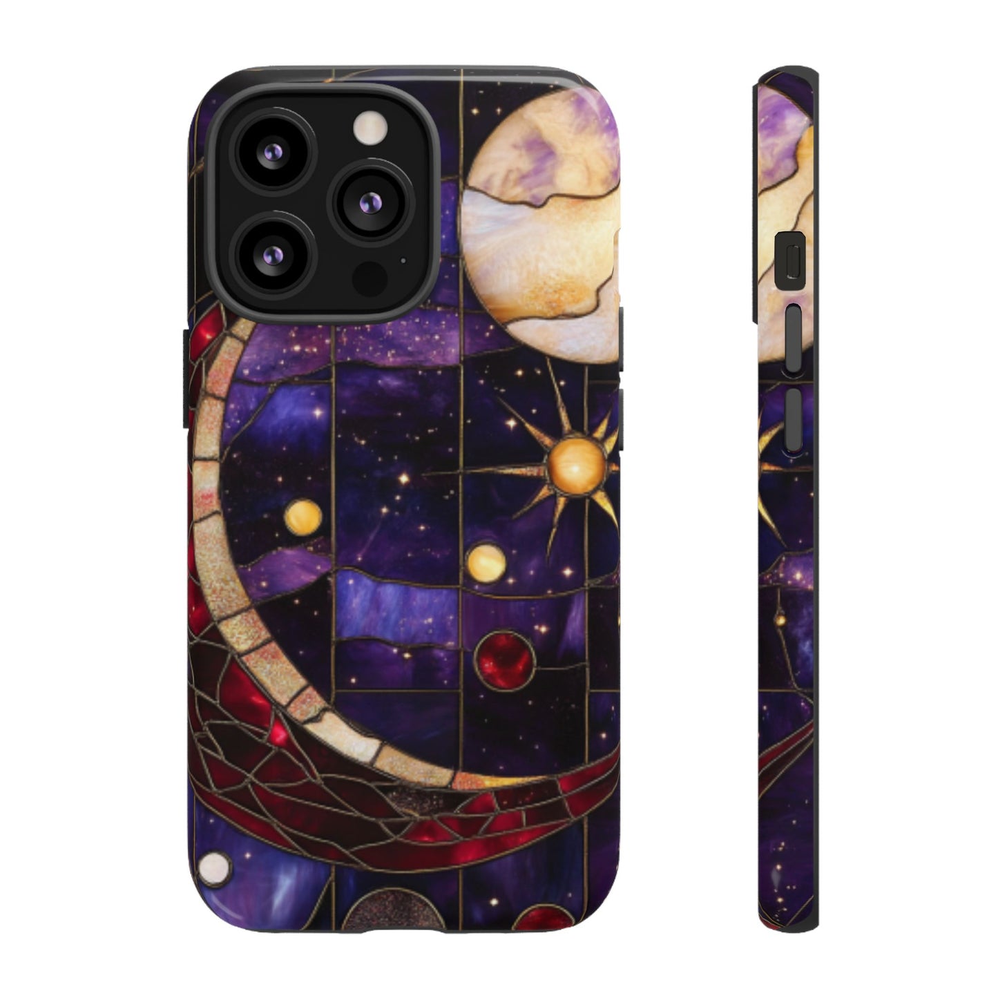 Celestial Stained Glass Phone Case for iPhone 16 15 14 13 12 11, Samsung Galaxy & Google Pixel