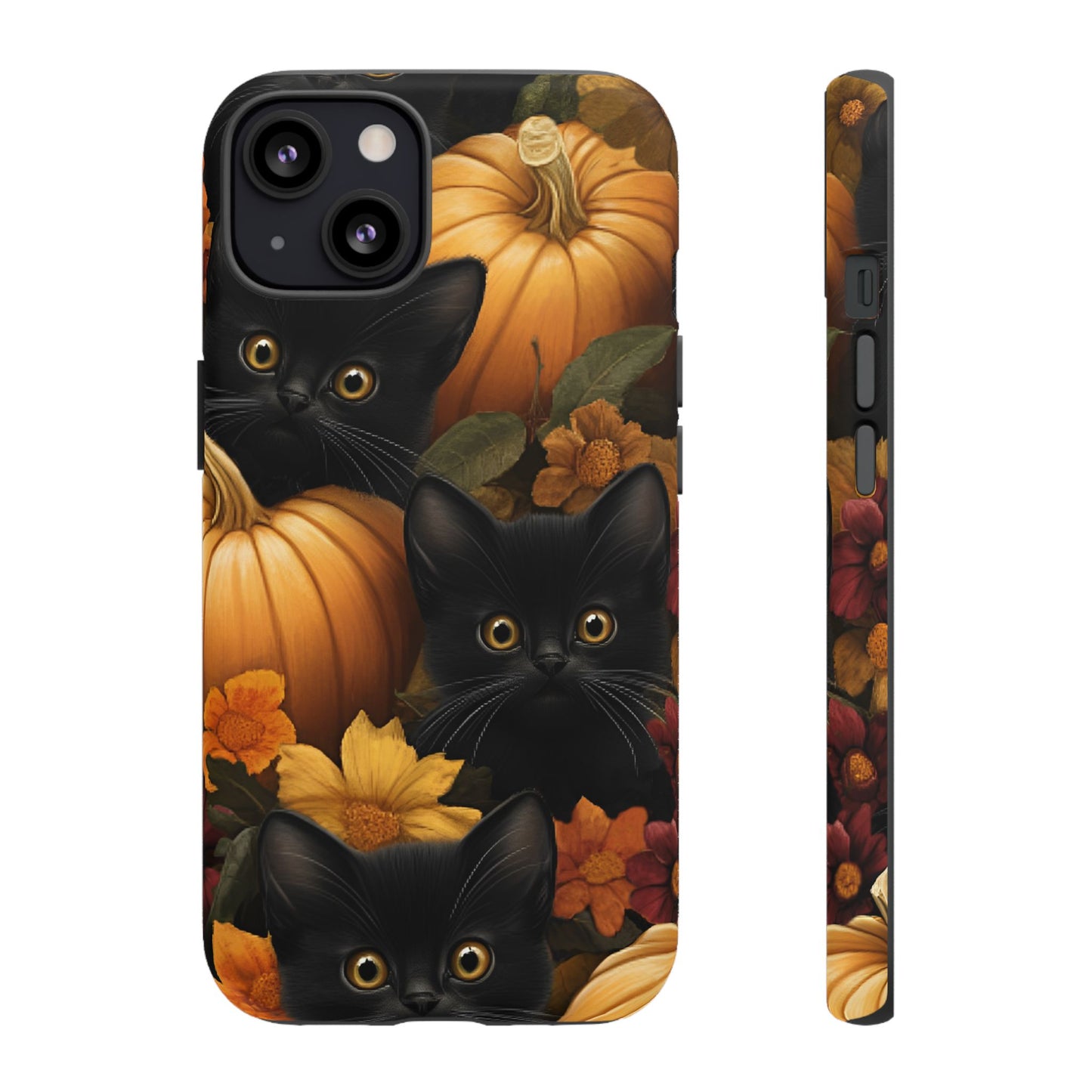 Black Cats and Pumpkins Phone Case - Cute Halloween Phone Cases for iPhone 16 15 14 13 12 11, Samsung Galaxy & Google Pixel