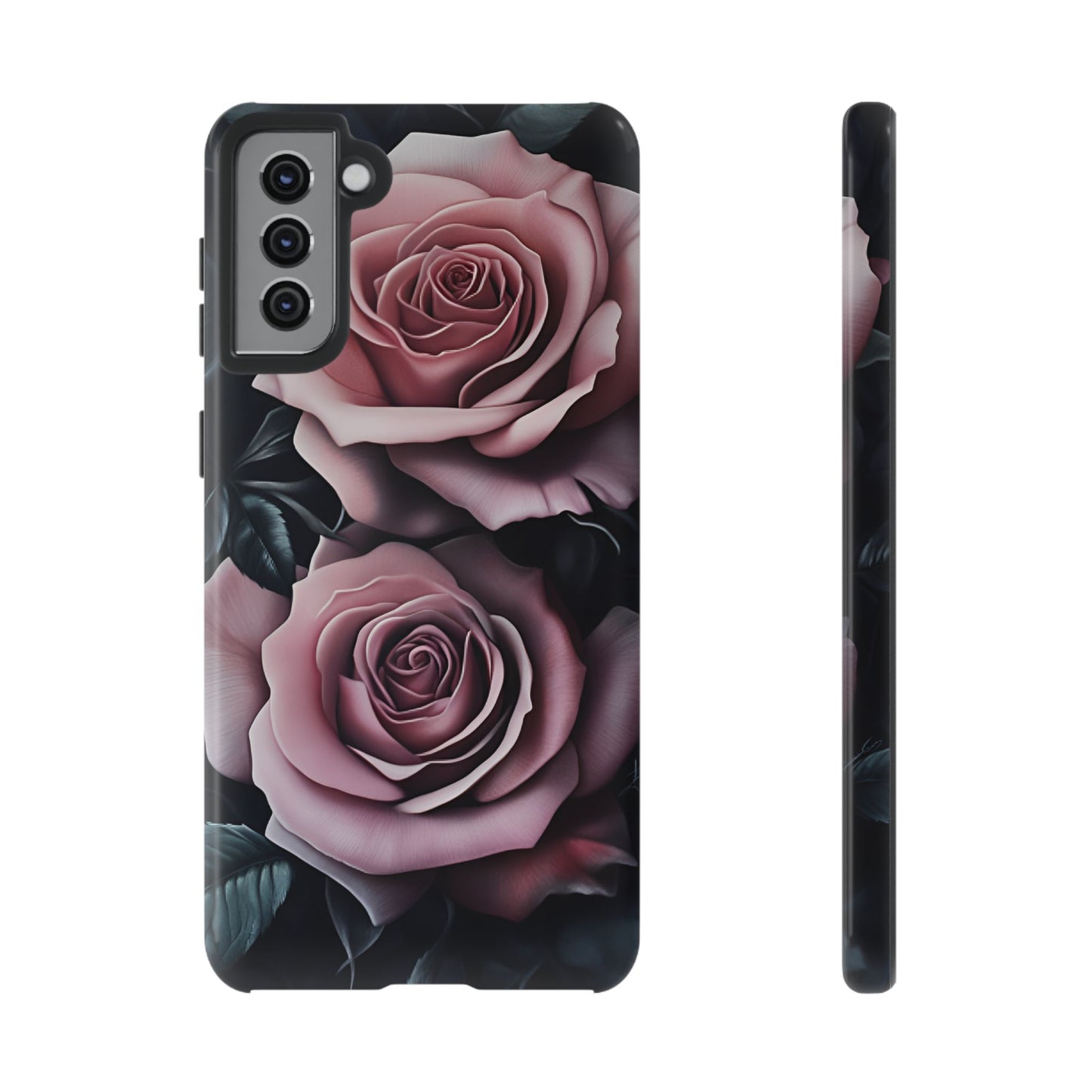 Pastel Goth Roses Phone Case - Gothic Black and Pink Flowers Phone Cases for iPhone 16 15 14 13 12 11, Samsung Galaxy & Google Pixel