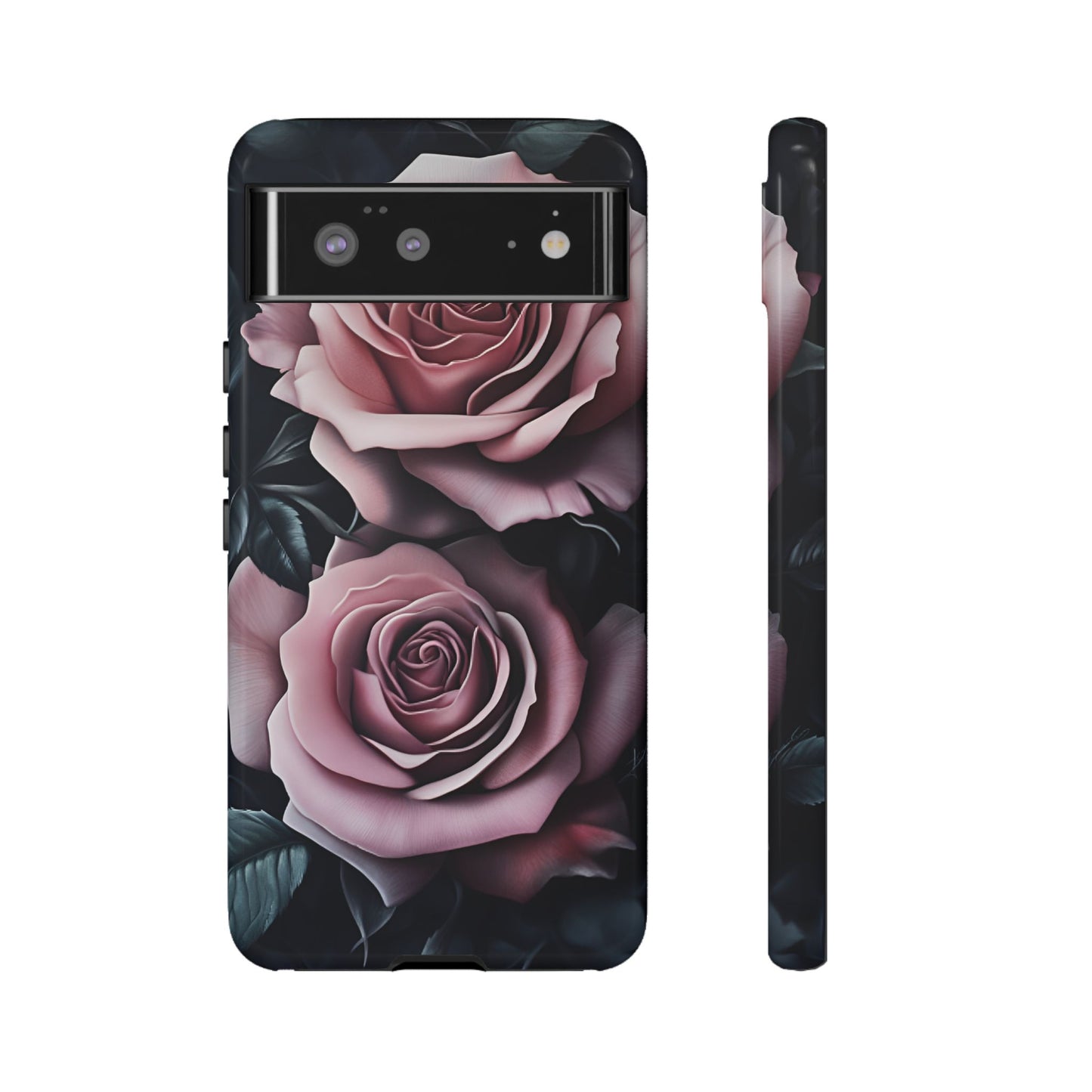 Pastel Goth Roses Phone Case - Gothic Black and Pink Flowers Phone Cases - iPhone 16 15 14 13 12 11, Samsung Galaxy & Google Pixel Phone Covers