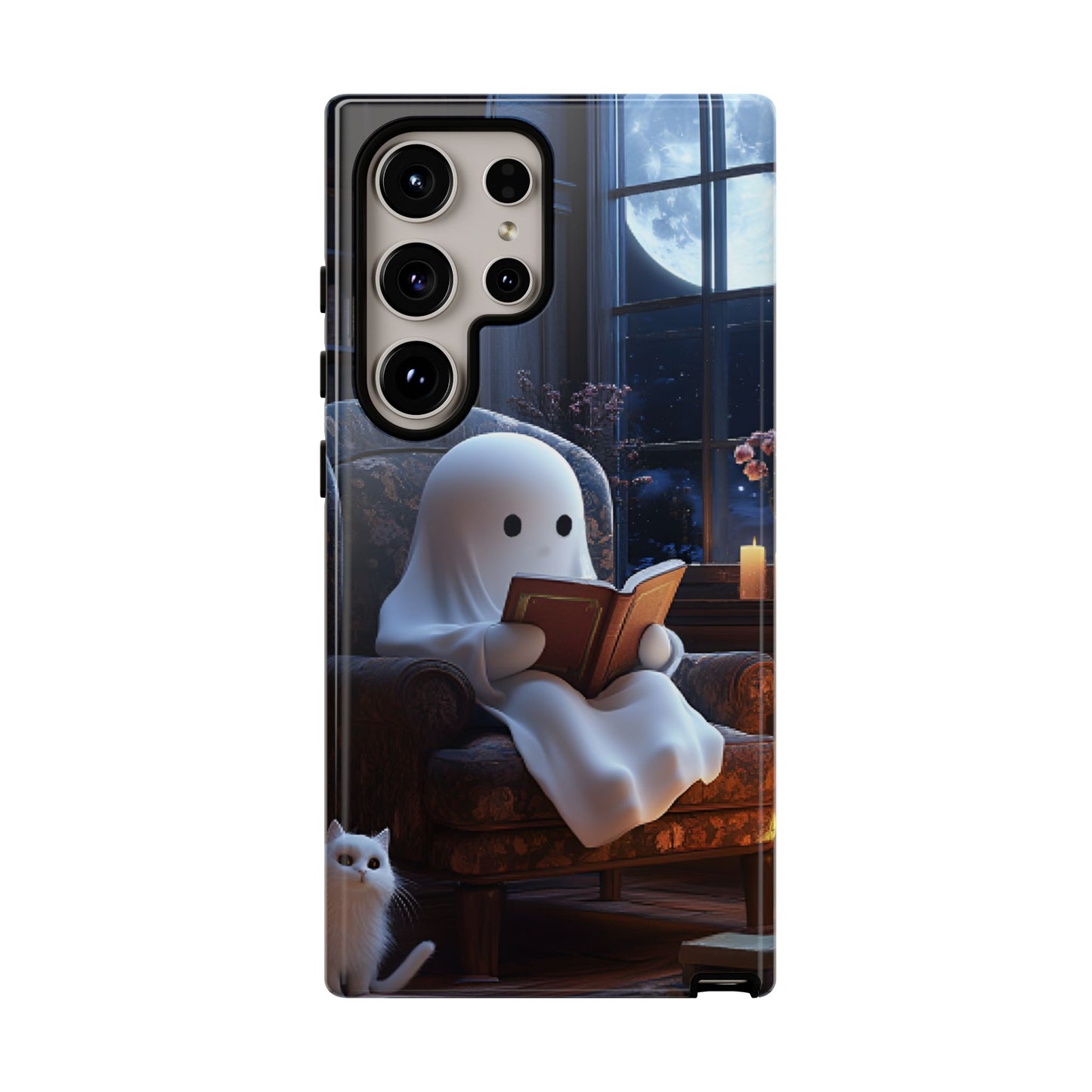 Ghost Reading Book Phone Case - Bookish Halloween Phone Cases - iPhone 16 15 14 13 12 11, Samsung Galaxy & Google Pixel Phone Covers