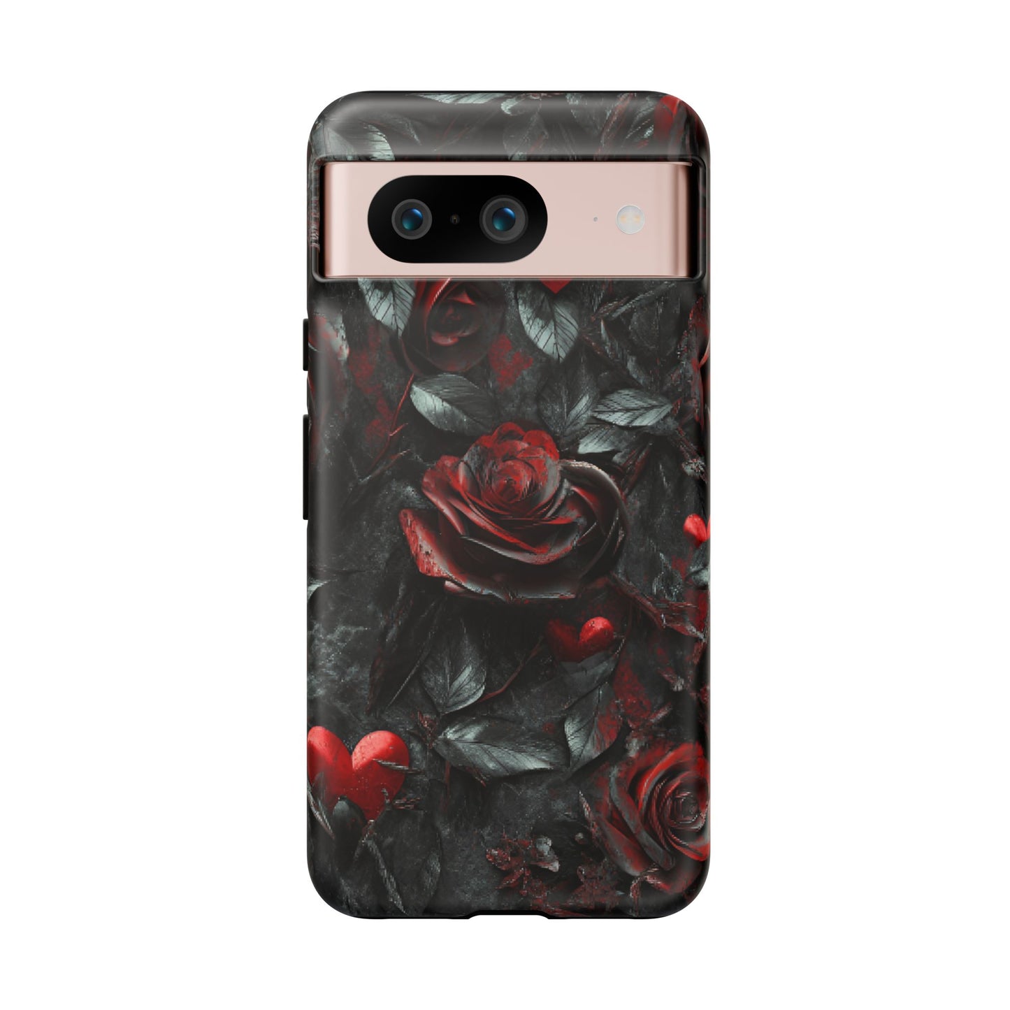 Gothic Valentine Phone Case - Dark Romance Roses and Hearts - iPhone 16 15 14 13 12 11, Samsung Galaxy & Google Pixel Phone Covers