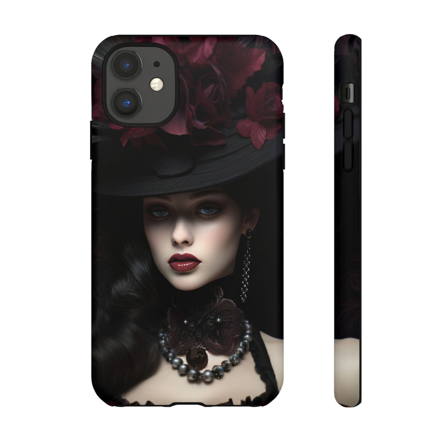 Victorian Goth Phone Case with Vintage Gothic Woman - iPhone 16 15 14 13 12 11, Samsung Galaxy & Google Pixel Phone Covers