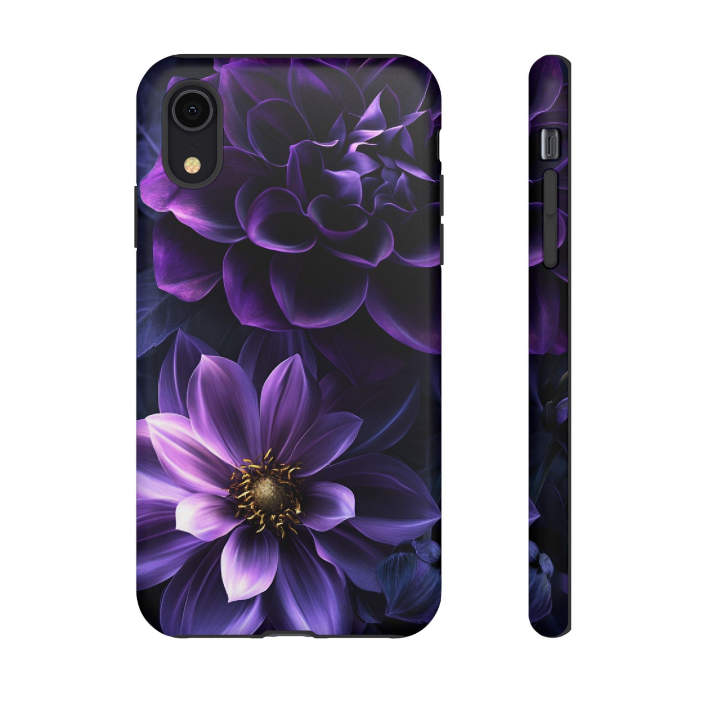 Black and Purple Flowers Phone Case - Dark Gothic Bloom Phone Cases - iPhone 16 15 14 13 12 11, Samsung Galaxy & Google Pixel Phone Covers - Boo and Bewear