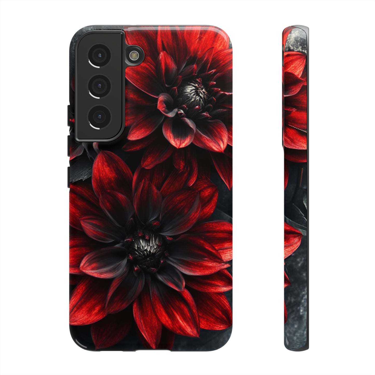 Black and Red Flower Phone Case - Gothic Dark Floral Phone Cases - iPhone 16 15 14 13 12 11, Samsung Galaxy & Google Pixel Phone Covers