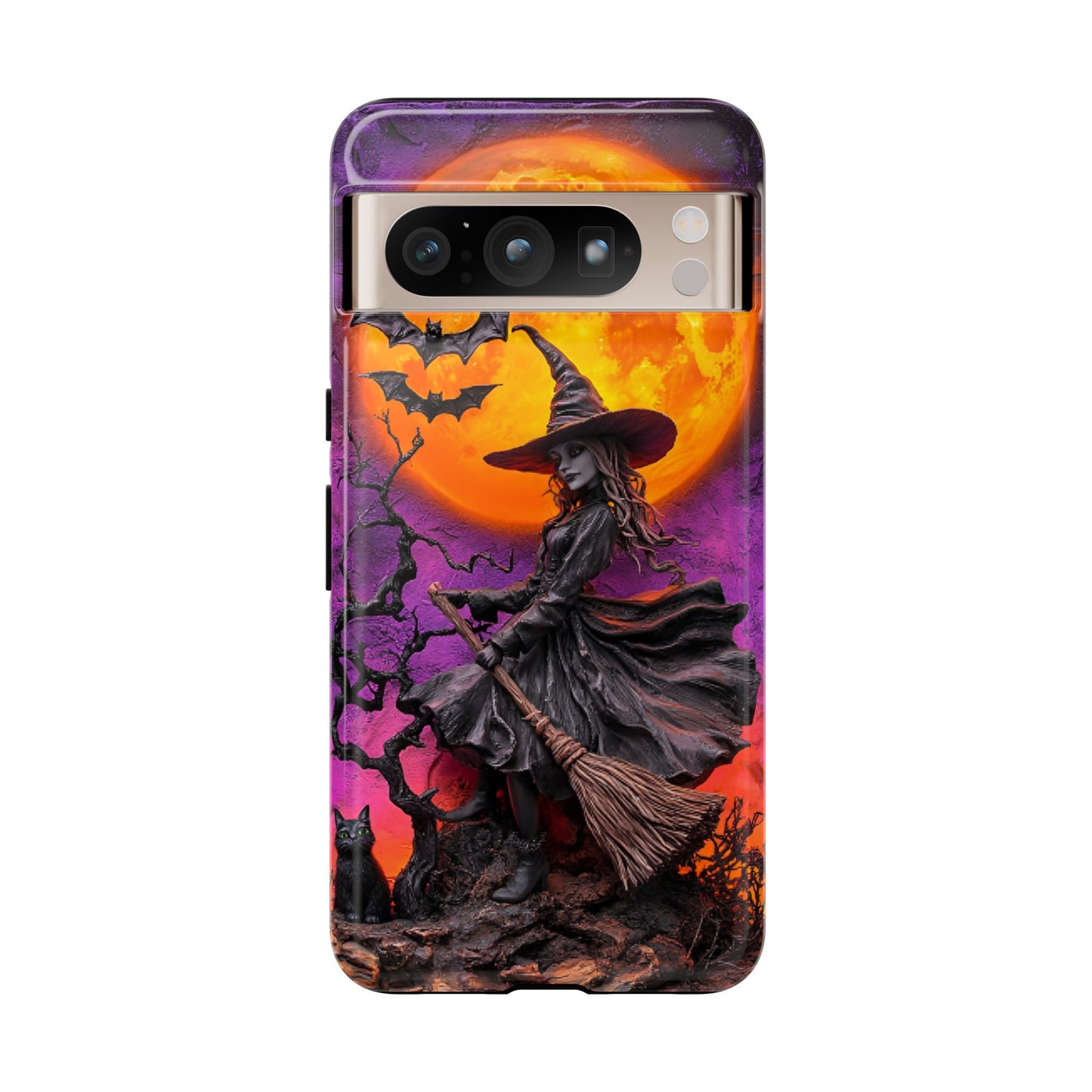 Witch and Bats Phone Case - Witchy Halloween Phone Cases - iPhone 16 15 14 13 12 11, Samsung Galaxy & Google Pixel Phone Covers