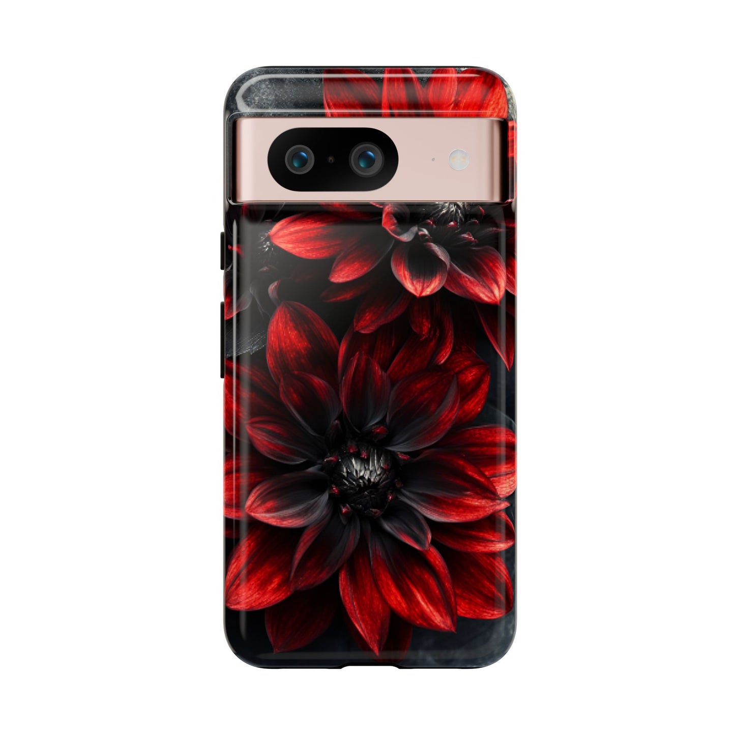 Black and Red Flower Phone Case - Gothic Dark Floral Phone Cases for iPhone 16 15 14 13 12 11, Samsung Galaxy & Google Pixel