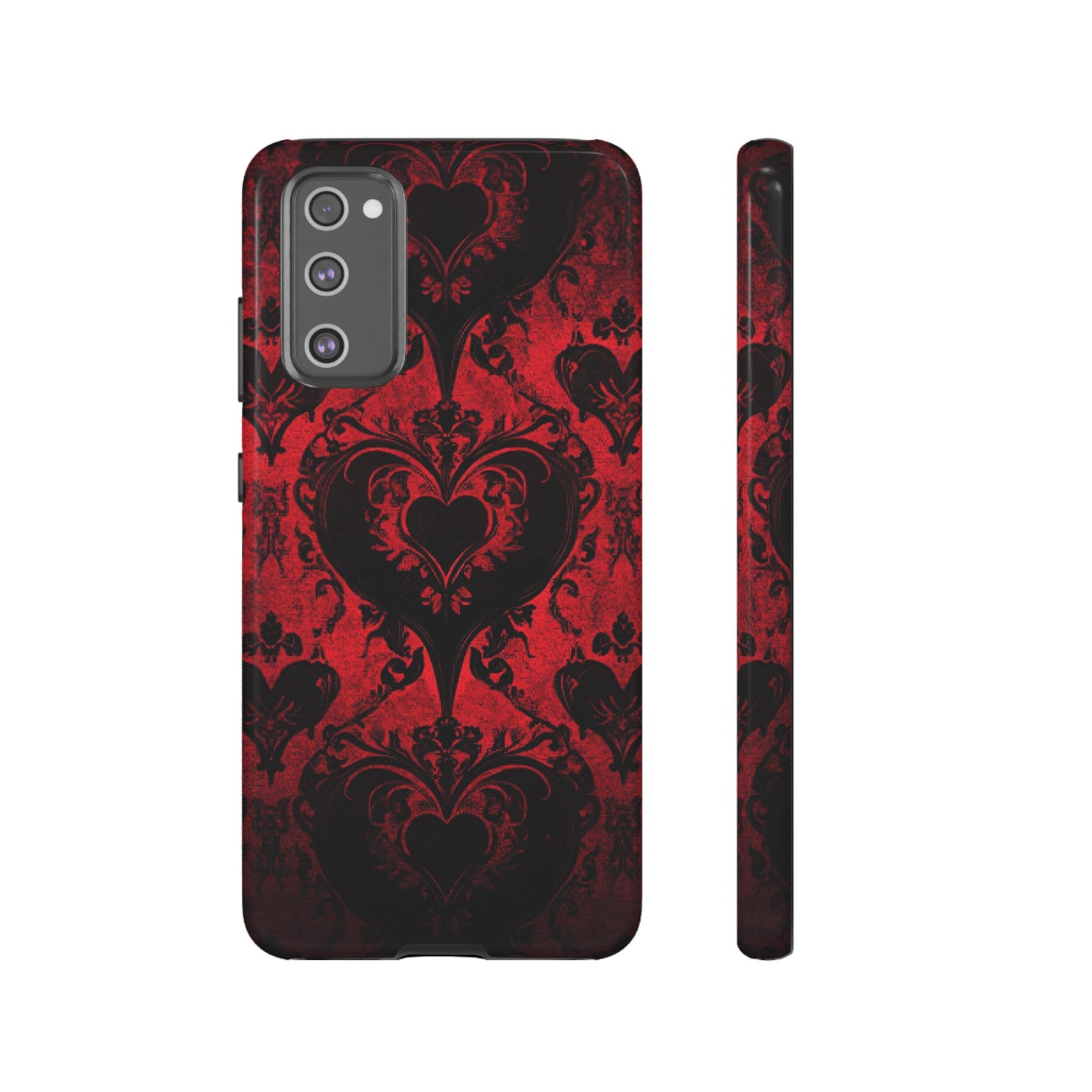 Gothic Dark Romance Phone Case - Black Hearts Phone Cover for iPhone 16 15 14 13 12 11, Samsung Galaxy & Google Pixel