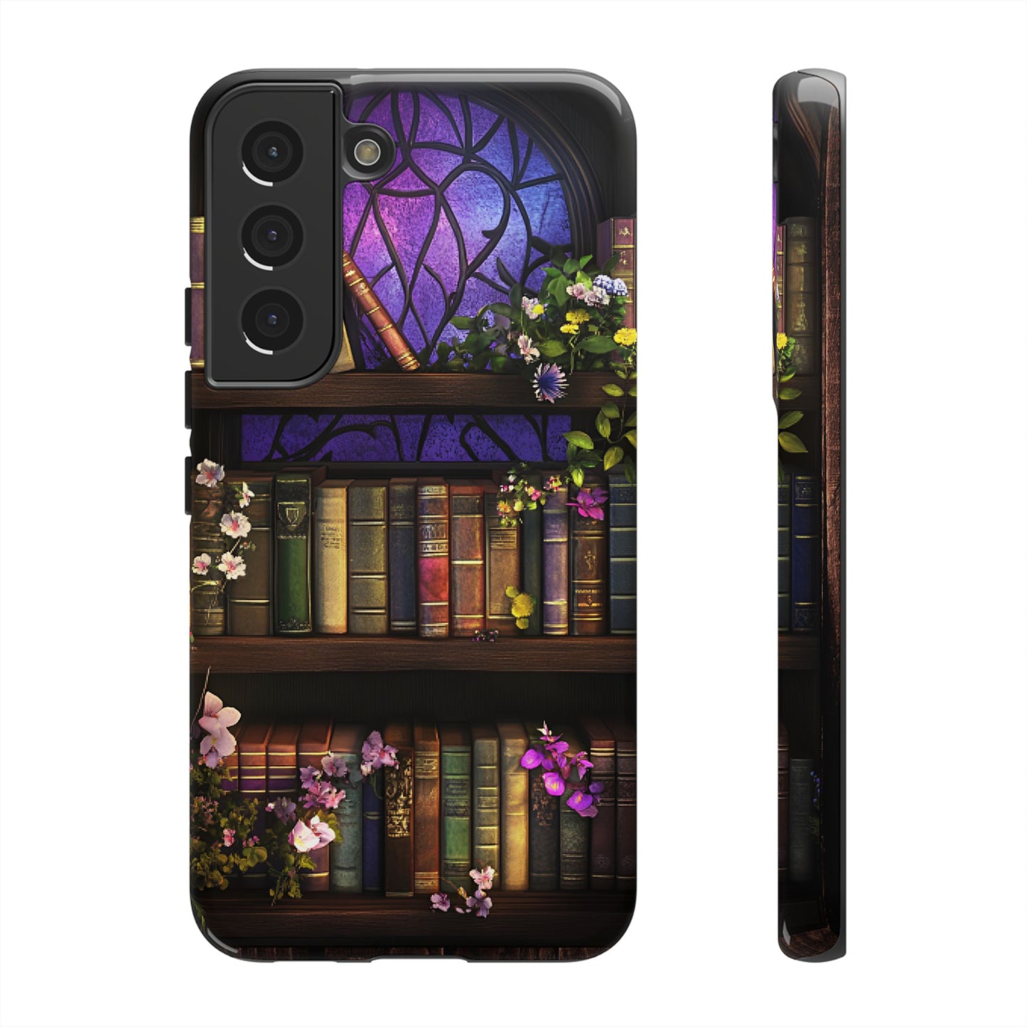 Bookshelf Phone Case - Dark Academia Stained Glass Phone Cases - iPhone 16 15 14 13 12 11, Samsung Galaxy & Google Pixel Phone Covers