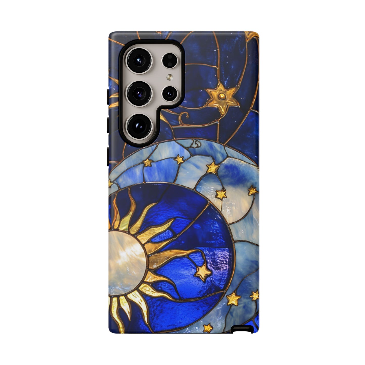 Moon and Sun Stained Glass Phone Case for iPhone 16 15 14 13 12 11, Samsung Galaxy & Google Pixel