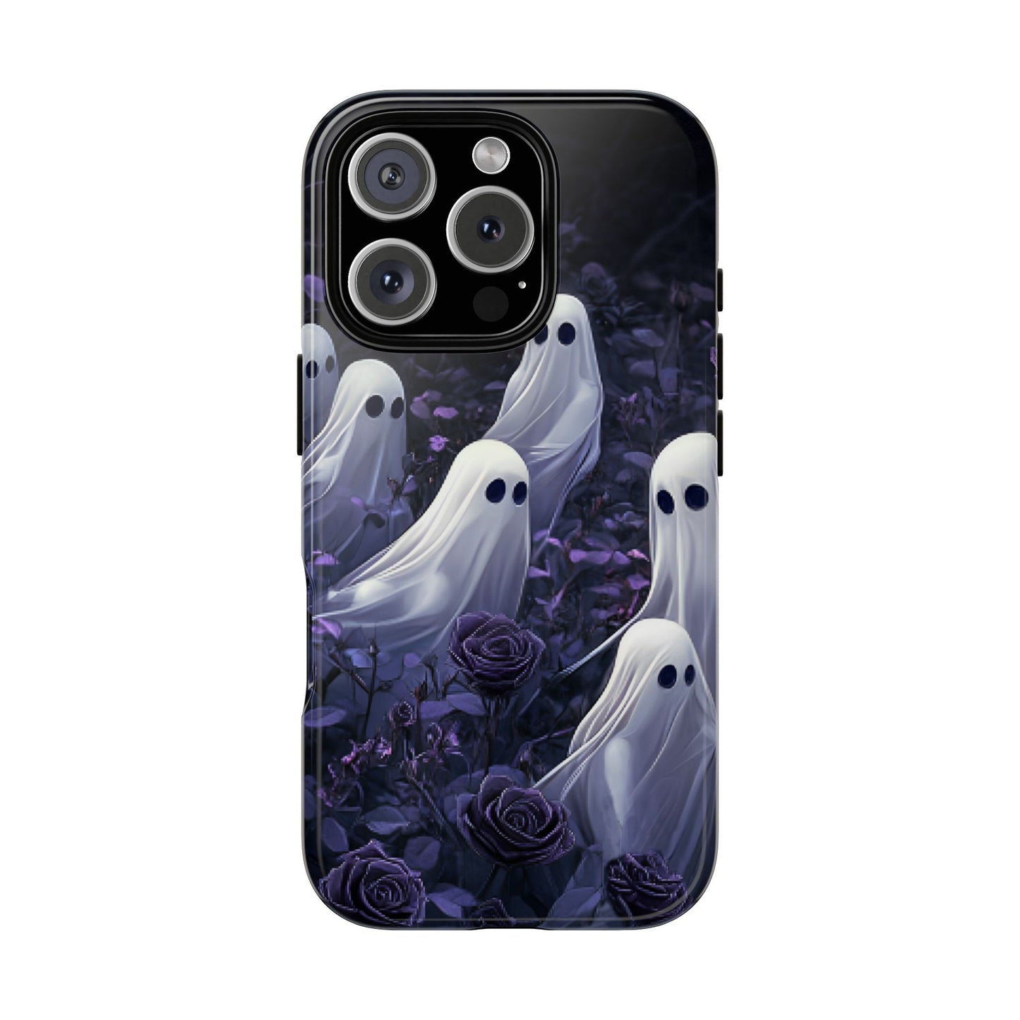 Halloween Phone Case - Ghosts in Purple Rose Garden for iPhone 16 15 14 13 12 11, Samsung Galaxy & Google Pixel Phone Covers