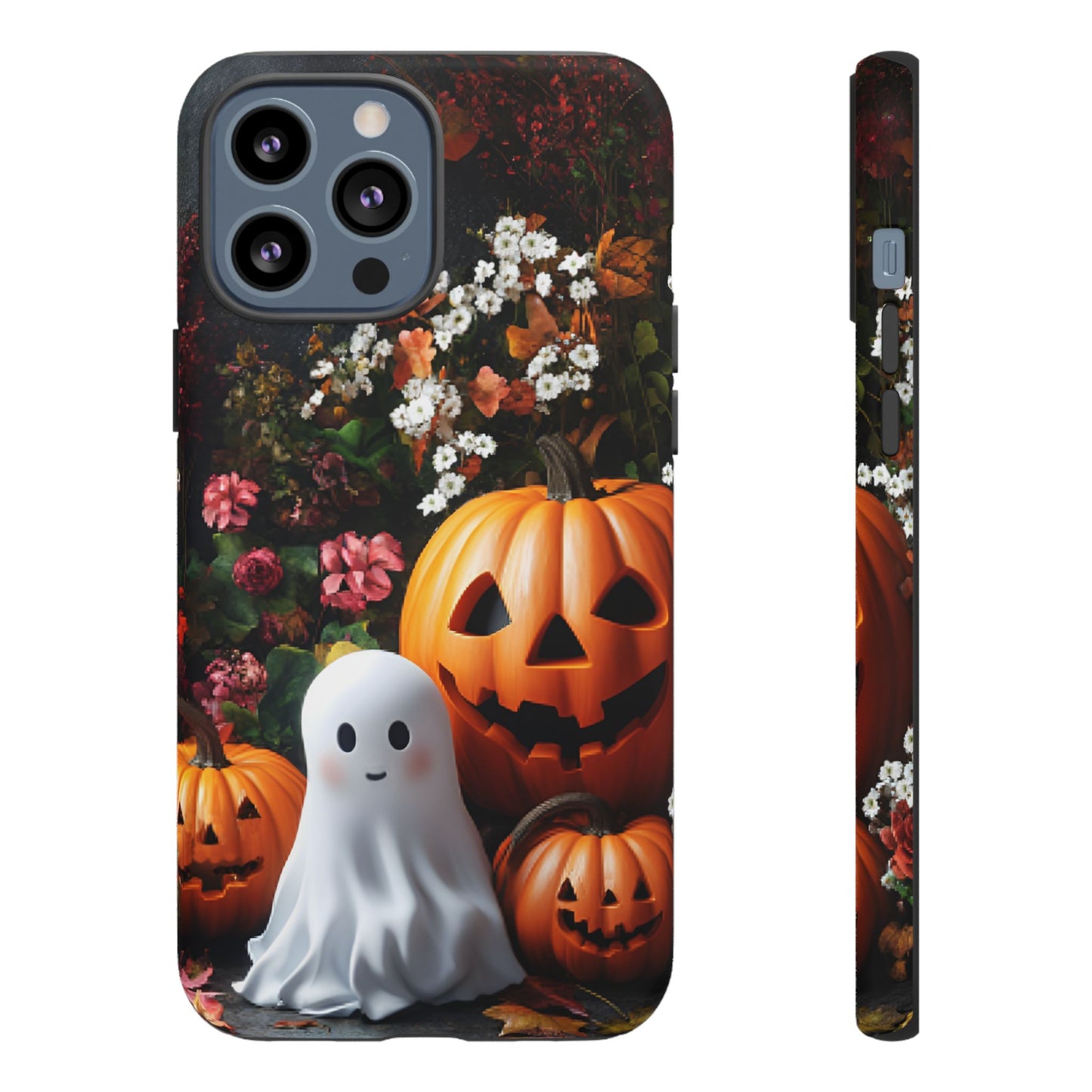 Halloween Phone Case with Cute Ghost and Pumpkins for iPhone 16 15 14 13 12 11, Samsung Galaxy & Google Pixel