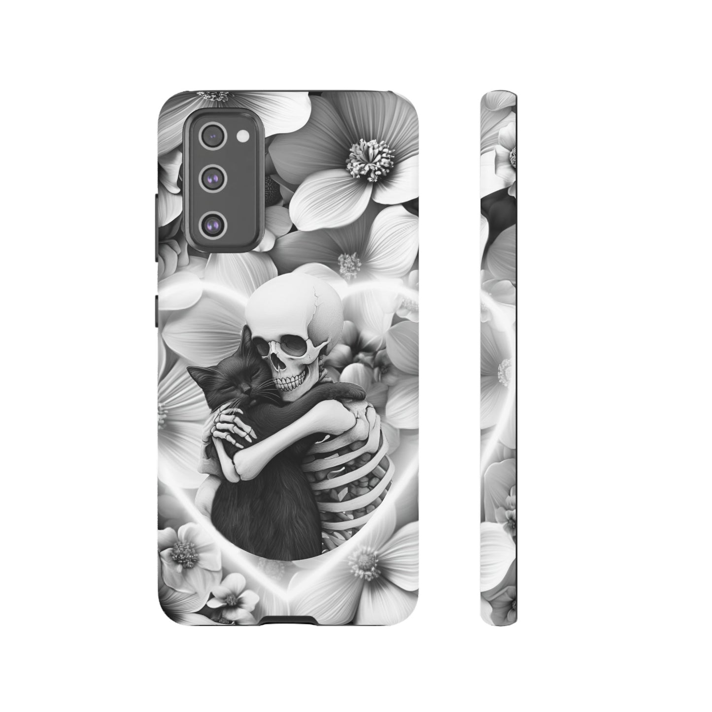 Skeleton & Black Cat Phone Case - Aesthetic Cat Lover Phone Cases- iPhone 16 15 14 13 12 11, Samsung Galaxy & Google Pixel Phone Covers