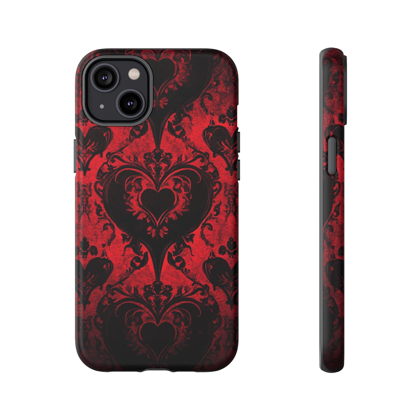 Gothic Dark Romance Phone Case - Black Hearts Phone Cover - iPhone 16 15 14 13 12 11, Samsung Galaxy & Google Pixel Phone Covers