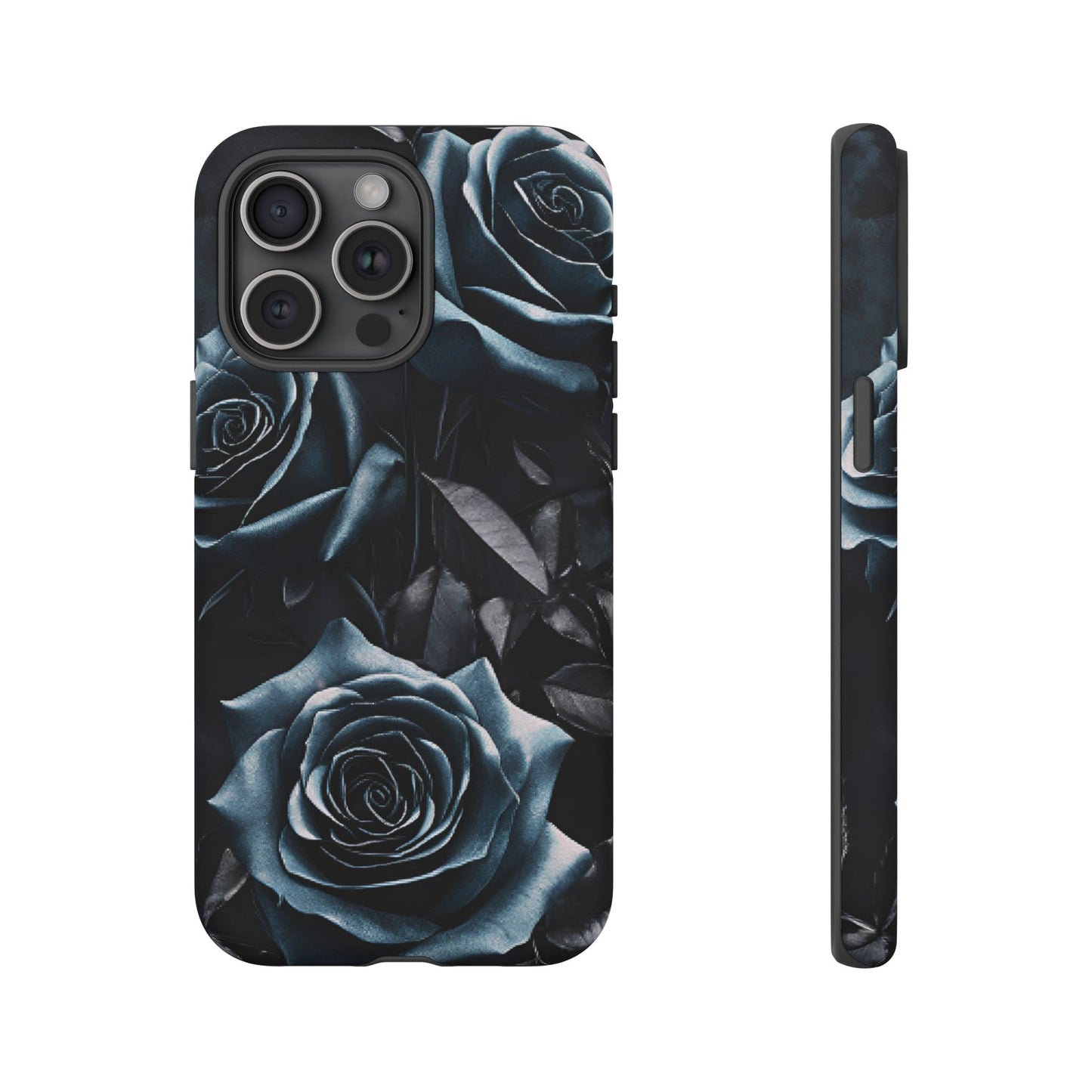 Black and Blue Roses Phone Case - Dark and Moody Gothic Flower Phone Cases for iPhone 16 15 14 13 12 11, Samsung Galaxy & Google Pixel