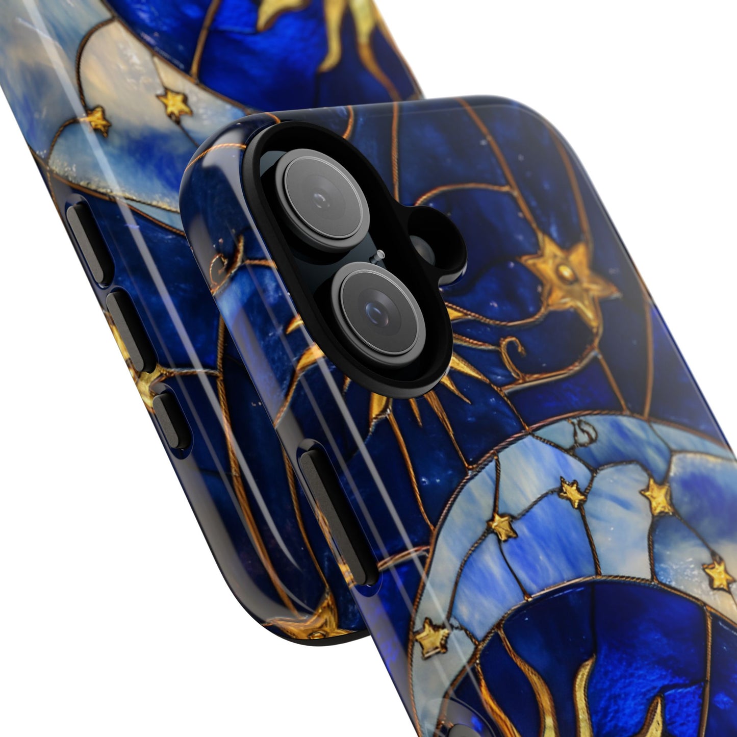 Moon and Sun Stained Glass Phone Case - iPhone 16 15 14 13 12 11, Samsung Galaxy & Google Pixel Phone Covers