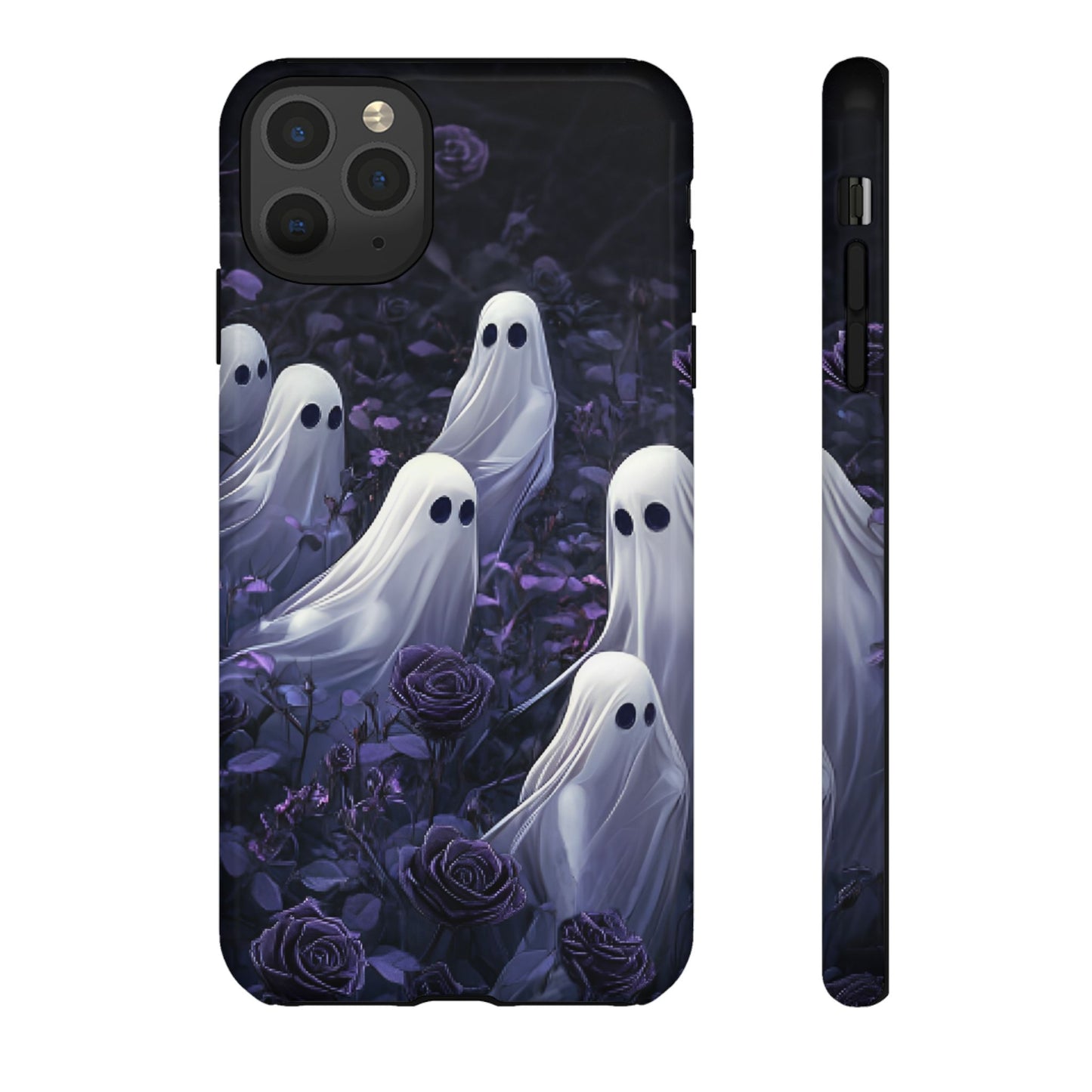 Halloween Phone Case - Ghosts in Purple Rose Garden for iPhone 16 15 14 13 12 11, Samsung Galaxy & Google Pixel Phone Covers