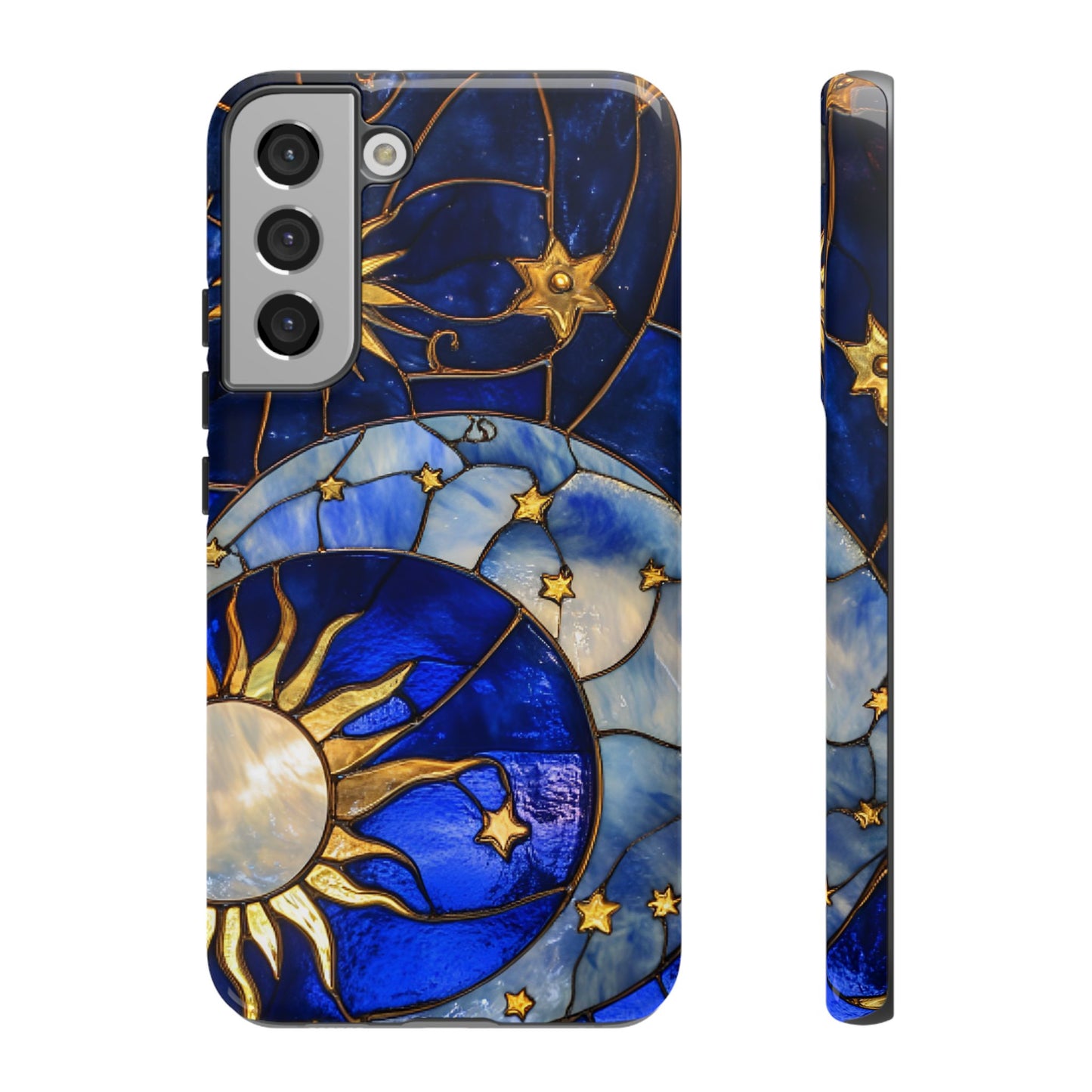 Moon and Sun Stained Glass Phone Case for iPhone 16 15 14 13 12 11, Samsung Galaxy & Google Pixel