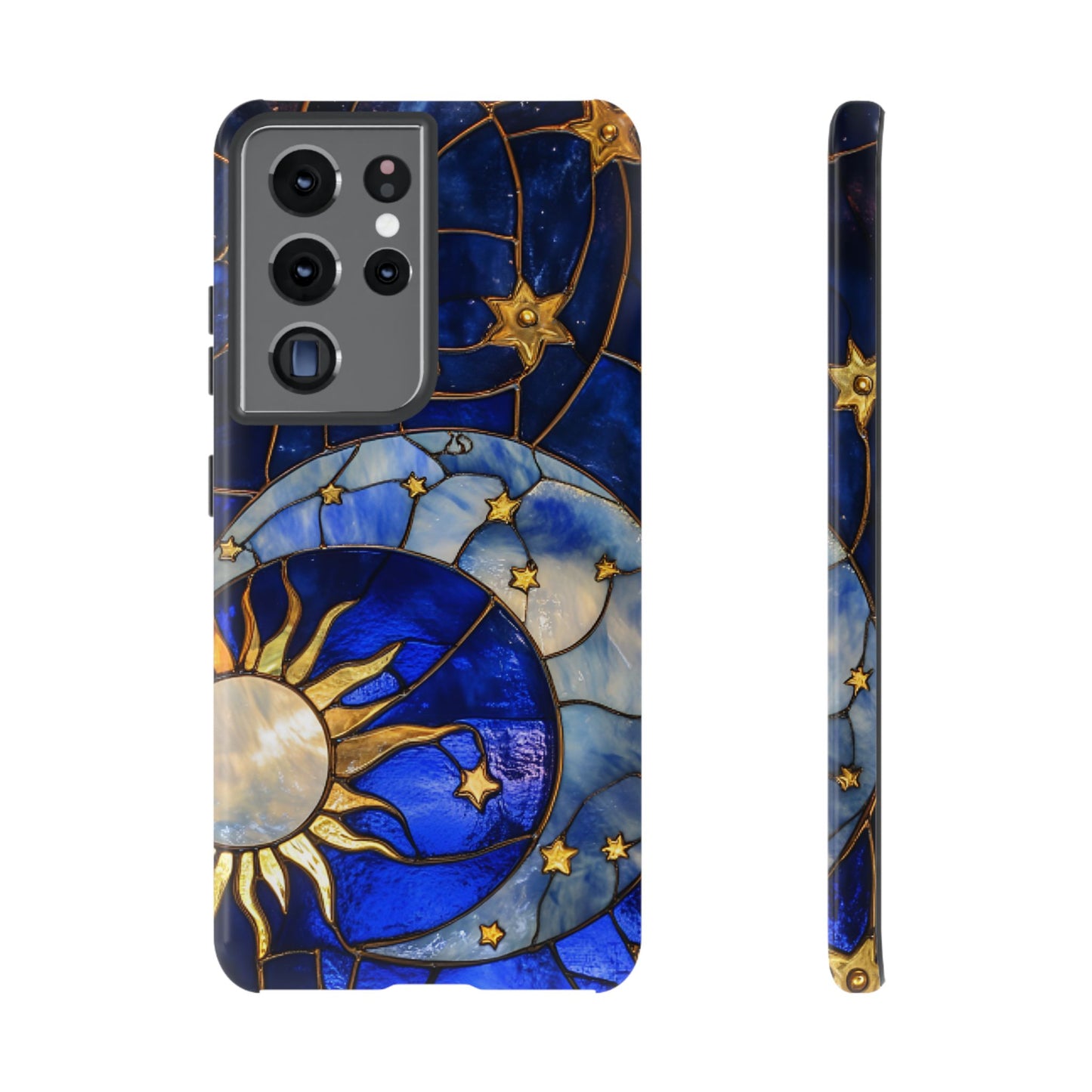 Moon and Sun Stained Glass Phone Case - iPhone 16 15 14 13 12 11, Samsung Galaxy & Google Pixel Phone Covers