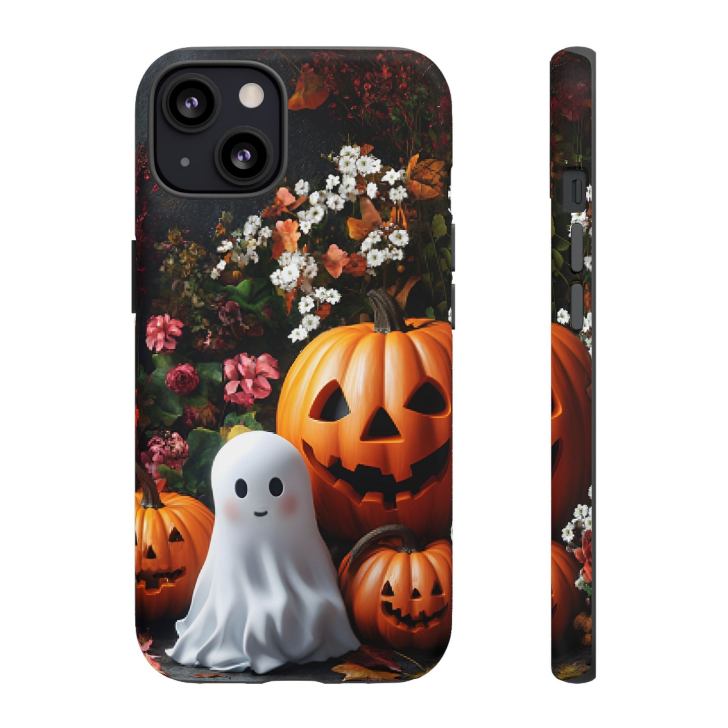 Halloween Phone Case with Cute Ghost and Pumpkins for iPhone 16 15 14 13 12 11, Samsung Galaxy & Google Pixel