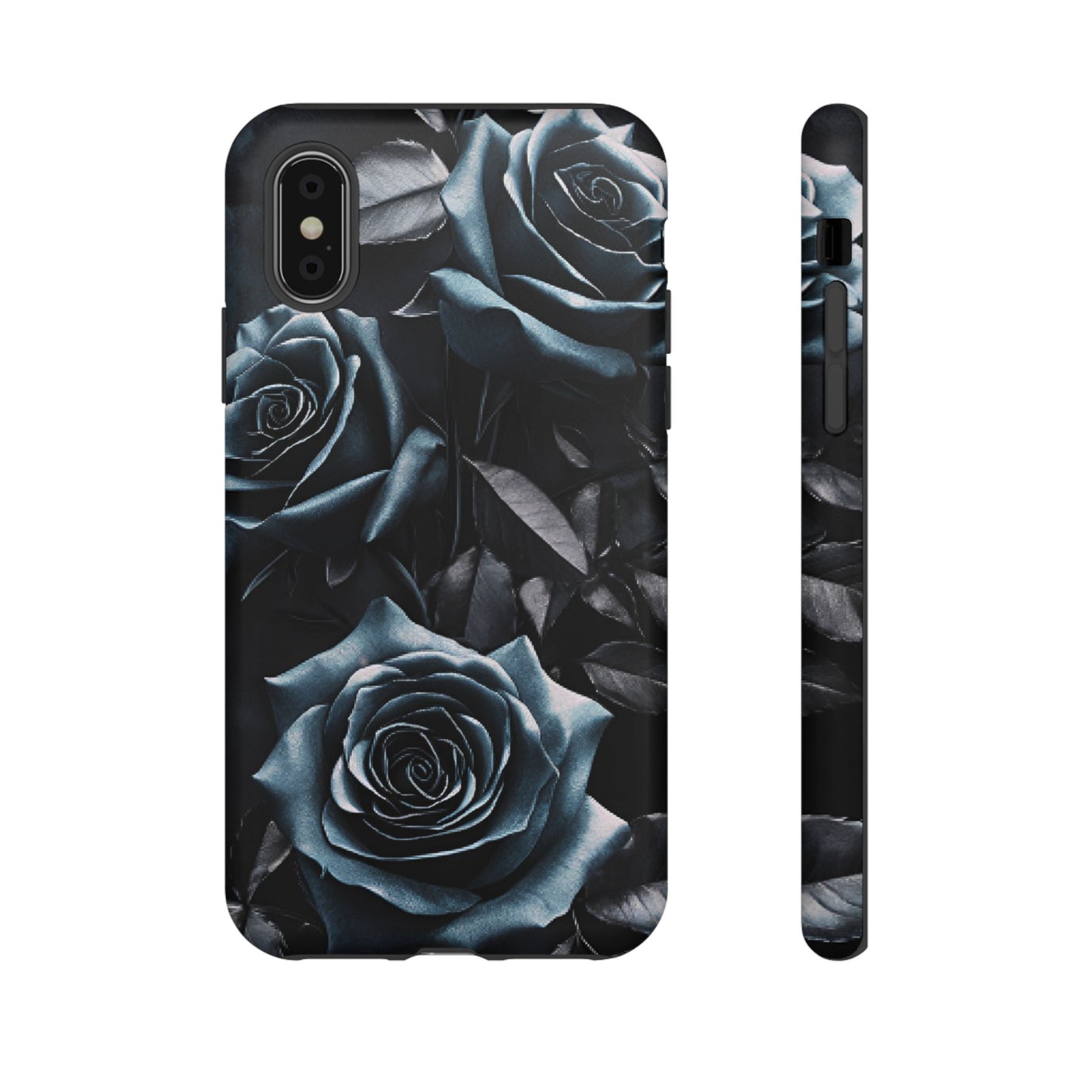 Black and Blue Roses Phone Case - Dark and Moody Gothic Flower Phone Cases - iPhone 16 15 14 13 12 11, Samsung Galaxy & Google Pixel Phone Covers