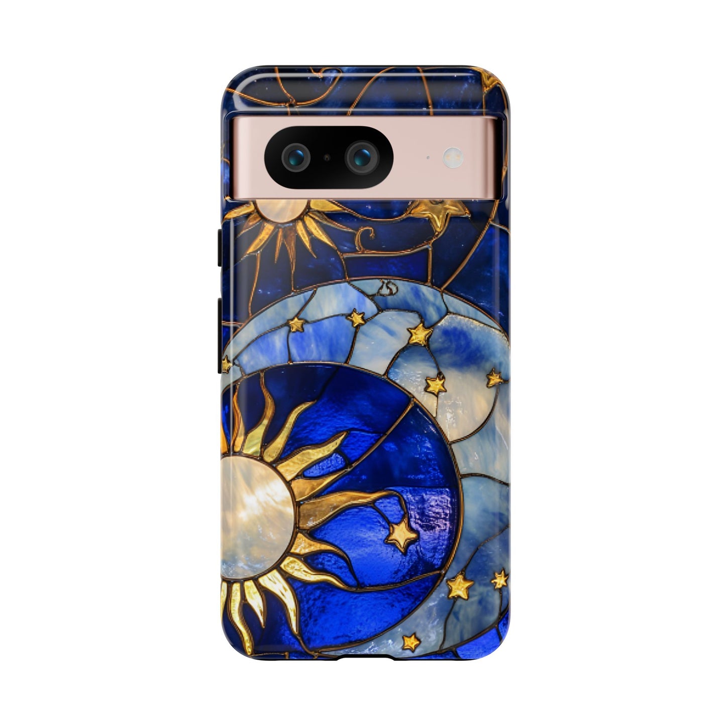 Moon and Sun Stained Glass Phone Case for iPhone 16 15 14 13 12 11, Samsung Galaxy & Google Pixel