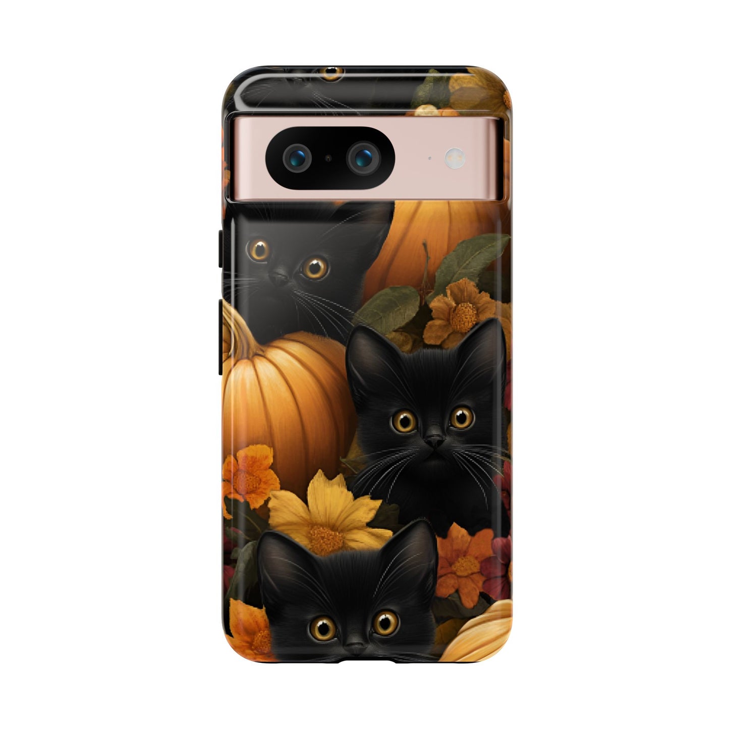 Black Cats and Pumpkins Phone Case - Cute Halloween Phone Cases for iPhone 16 15 14 13 12 11, Samsung Galaxy & Google Pixel