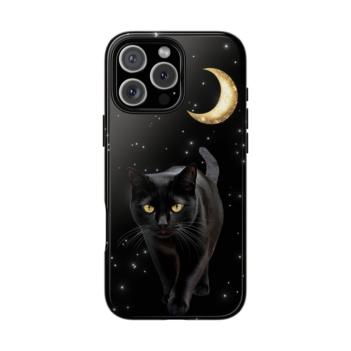 Black Cat and Moon Phone Case - Celestial Cat Lover Phone Cases for iPhone 16 15 14 13 12 11, Samsung Galaxy & Google Pixel