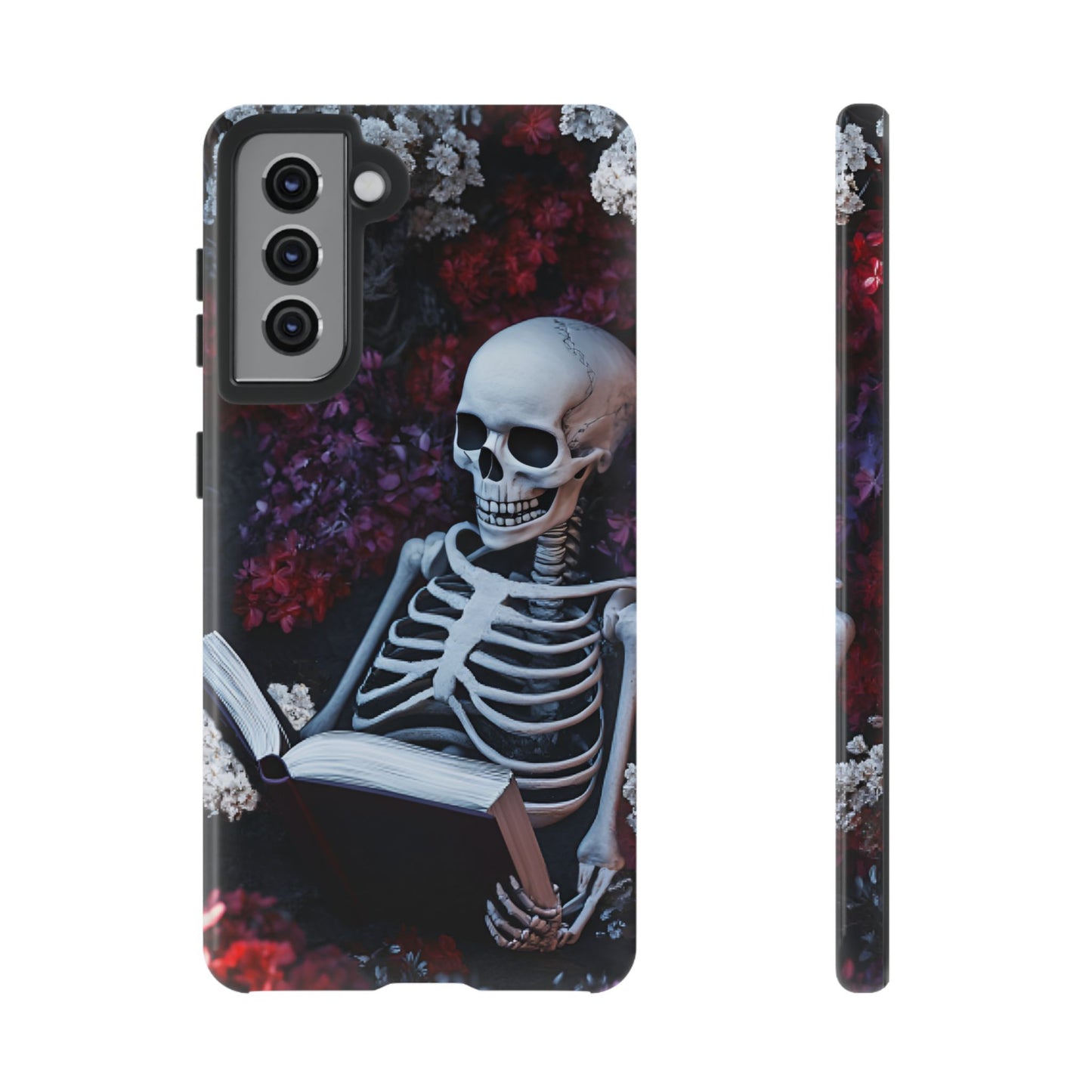 Skeleton Reading Book Phone Case - Bookish Halloween Phone Cases - iPhone 16 15 14 13 12 11, Samsung Galaxy & Google Pixel Phone Covers