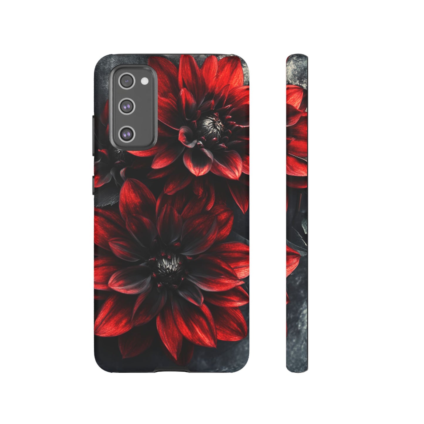 Black and Red Flower Phone Case - Gothic Dark Floral Phone Cases for iPhone 16 15 14 13 12 11, Samsung Galaxy & Google Pixel