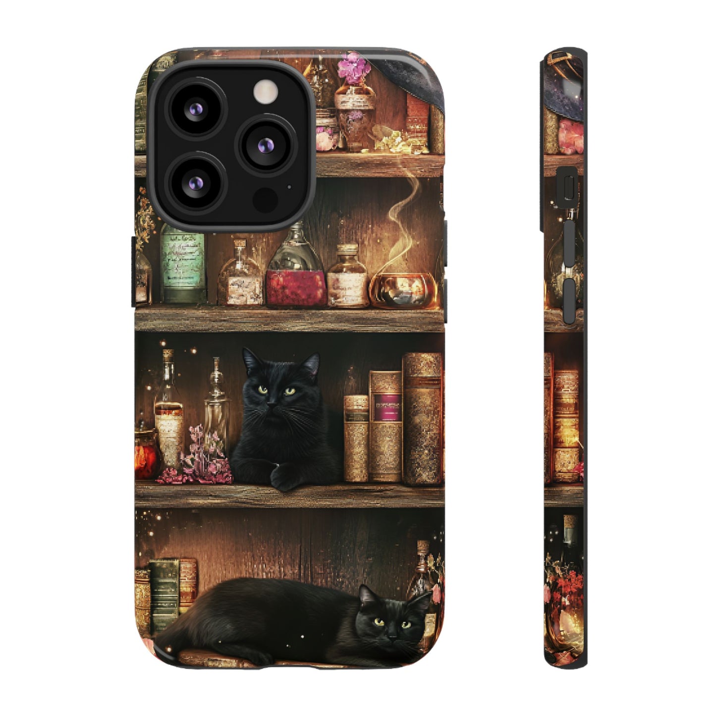 Witch Bookshelf Phone Case - Witchy Books Potions and Black Cats for iPhone 16 15 14 13 12 11, Samsung Galaxy & Google Pixel