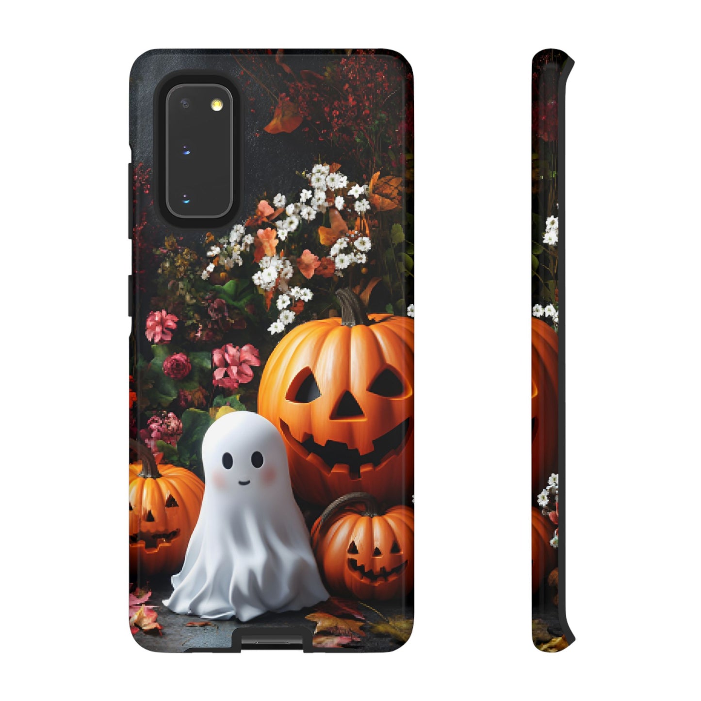 Halloween Phone Case with Cute Ghost and Pumpkins for iPhone 16 15 14 13 12 11, Samsung Galaxy & Google Pixel