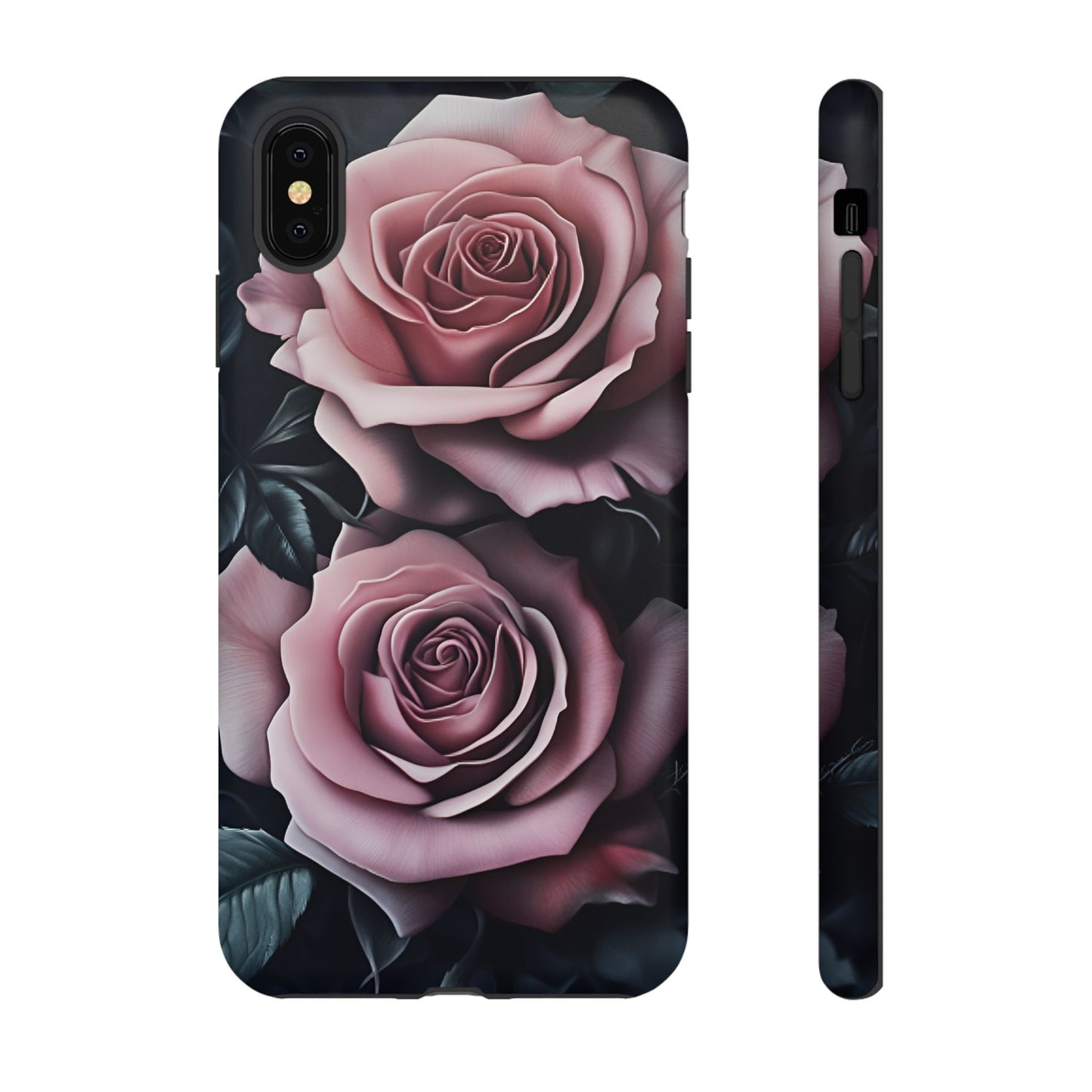 Pastel Goth Roses Phone Case - Gothic Black and Pink Flowers Phone Cases - iPhone 16 15 14 13 12 11, Samsung Galaxy & Google Pixel Phone Covers