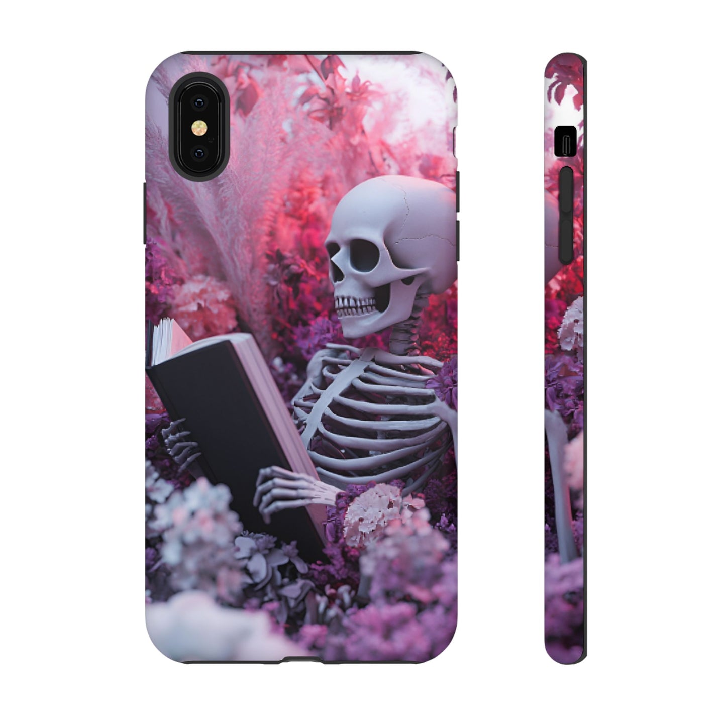 Bookish Skeleton Phone Case - Spooky Floral Halloween Phone Cases - Phone 16 15 14 13 12 11, Samsung Galaxy & Google Pixel Phone Covers - Boo and Bewear