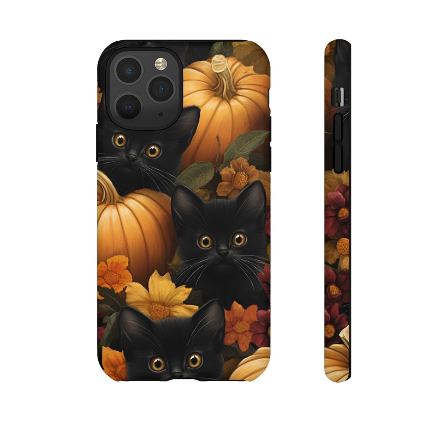 Black Cats and Pumpkins Phone Case - Cute Halloween Phone Cases for iPhone 16 15 14 13 12 11, Samsung Galaxy & Google Pixel