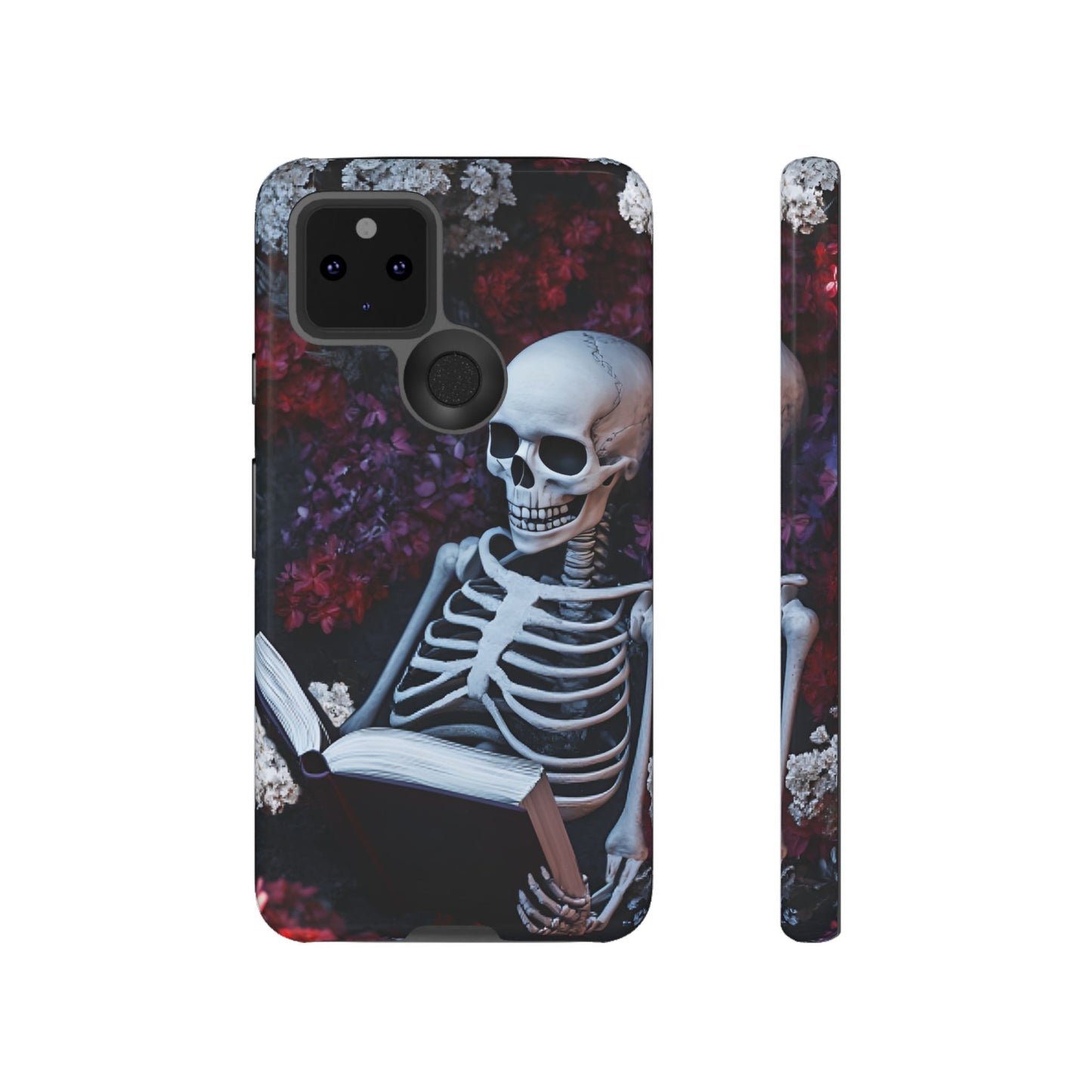 Skeleton Reading Book Phone Case - Bookish Halloween Phone Cases - iPhone 16 15 14 13 12 11, Samsung Galaxy & Google Pixel Phone Covers