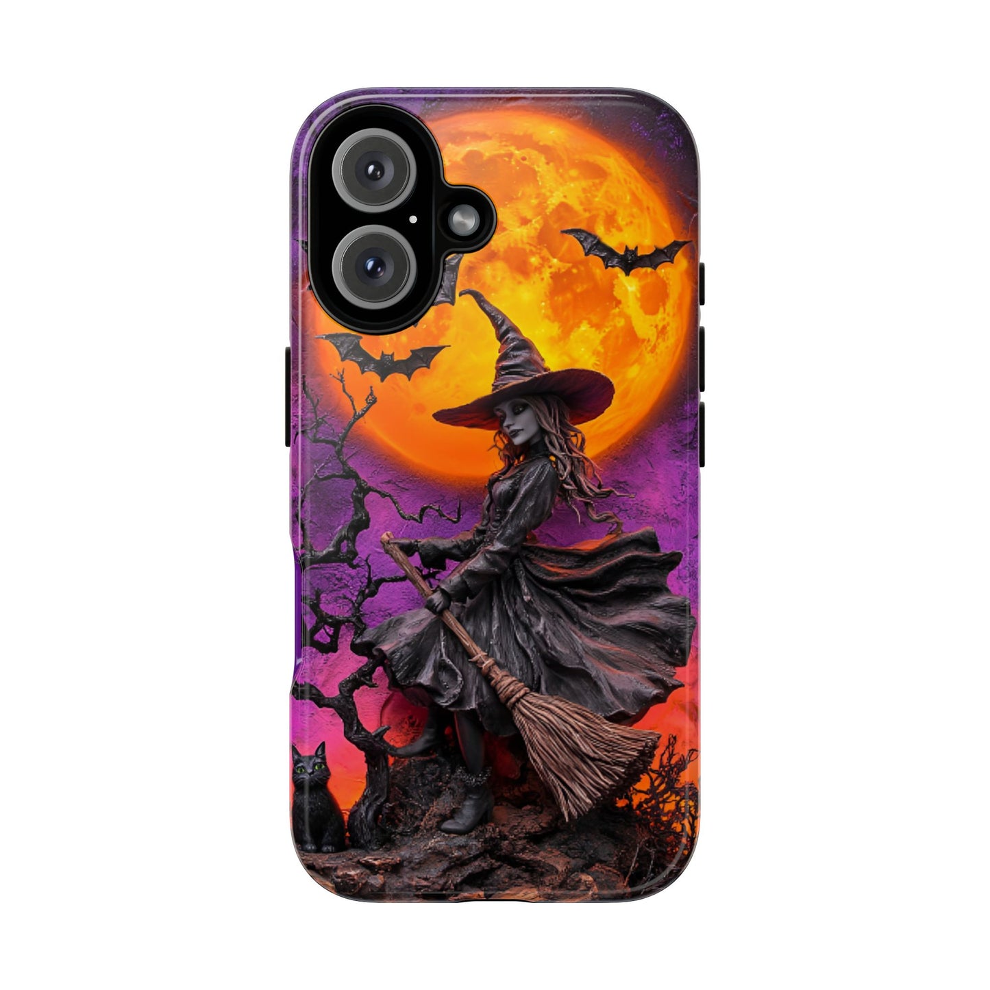 Witch and Bats Phone Case - Witchy Halloween Phone Cases - iPhone 16 15 14 13 12 11, Samsung Galaxy & Google Pixel Phone Covers - Boo and Bewear