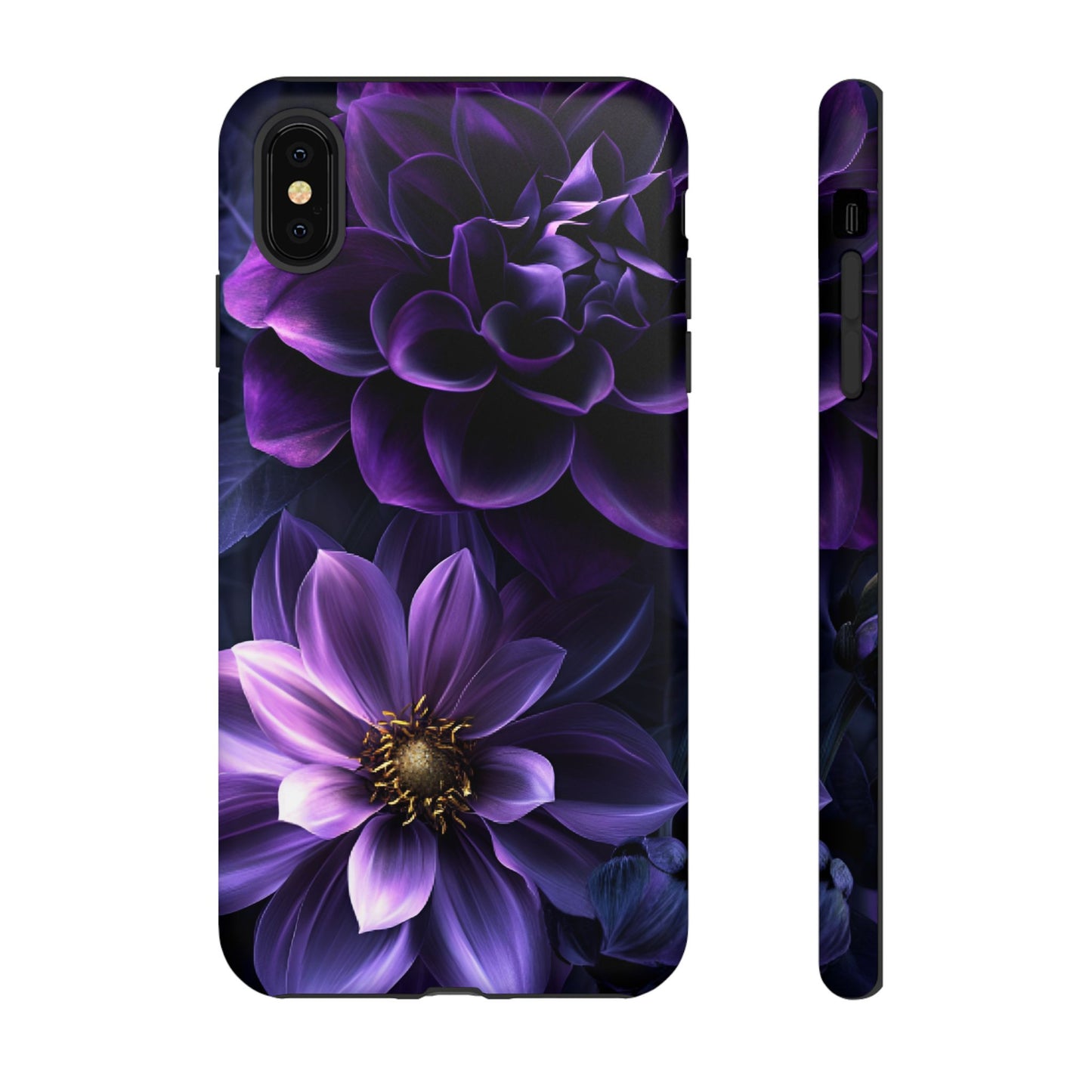 Black and Purple Flowers Phone Case - Dark Gothic Bloom Phone Cases for iPhone 16 15 14 13 12 11, Samsung Galaxy & Google Pixel