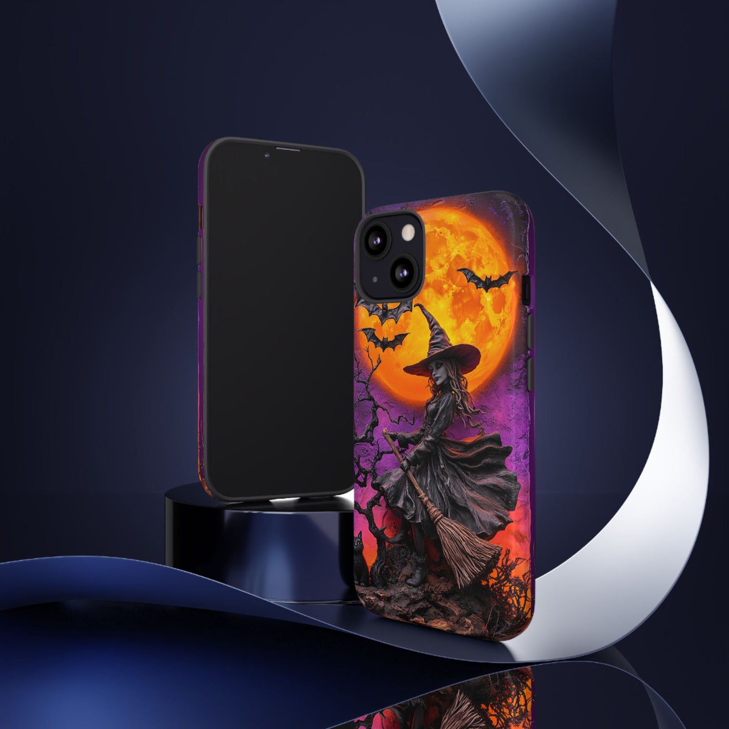 Witch and Bats Phone Case - Witchy Halloween Phone Cases - iPhone 16 15 14 13 12 11, Samsung Galaxy & Google Pixel Phone Covers