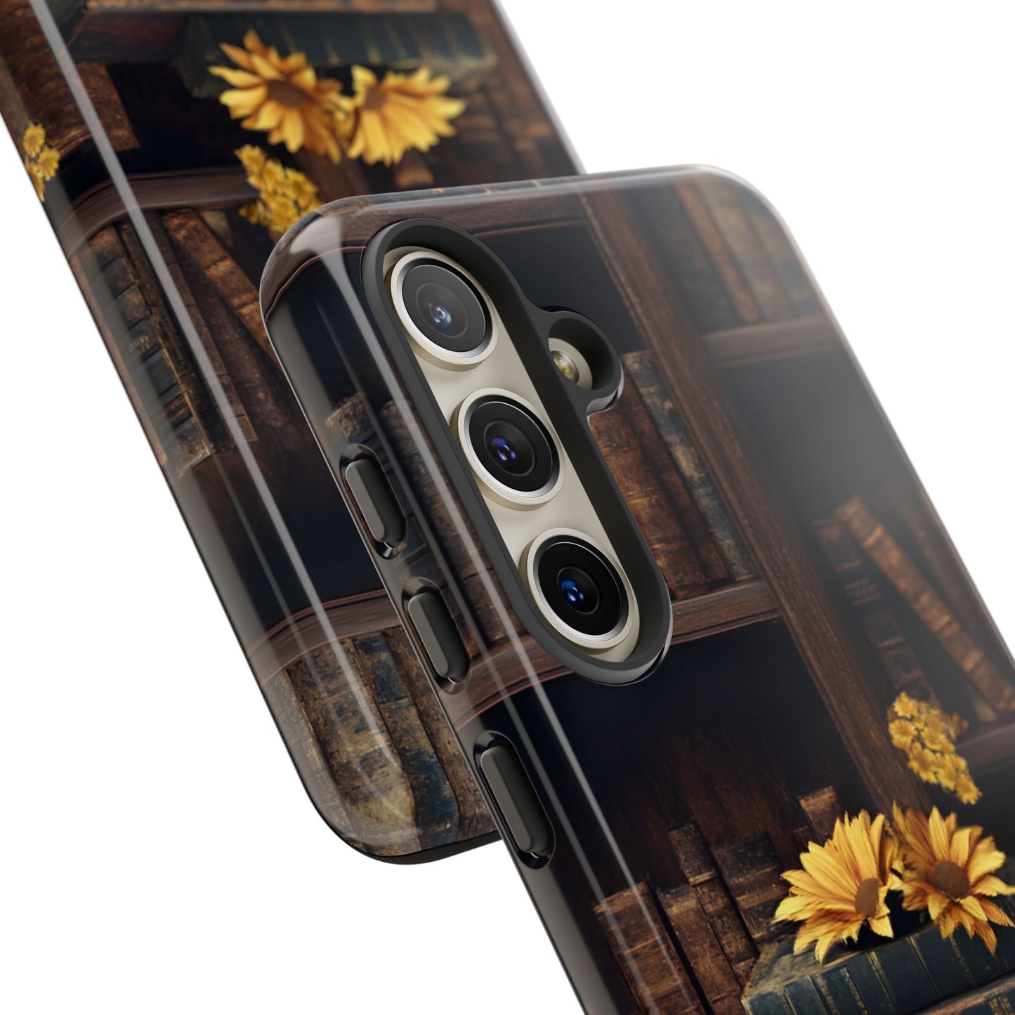 Vintage Books and Sunflowers Phone Case - Dark Academia Library Phone Cases - iPhone 16 15 14 13 12 11, Samsung Galaxy & Google Pixel Phone Covers