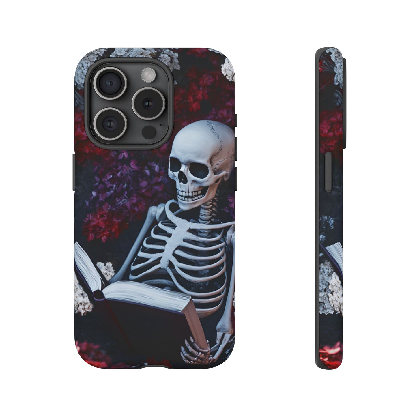 Skeleton Reading Book Phone Case - Bookish Halloween Phone Cases - iPhone 16 15 14 13 12 11, Samsung Galaxy & Google Pixel Phone Covers