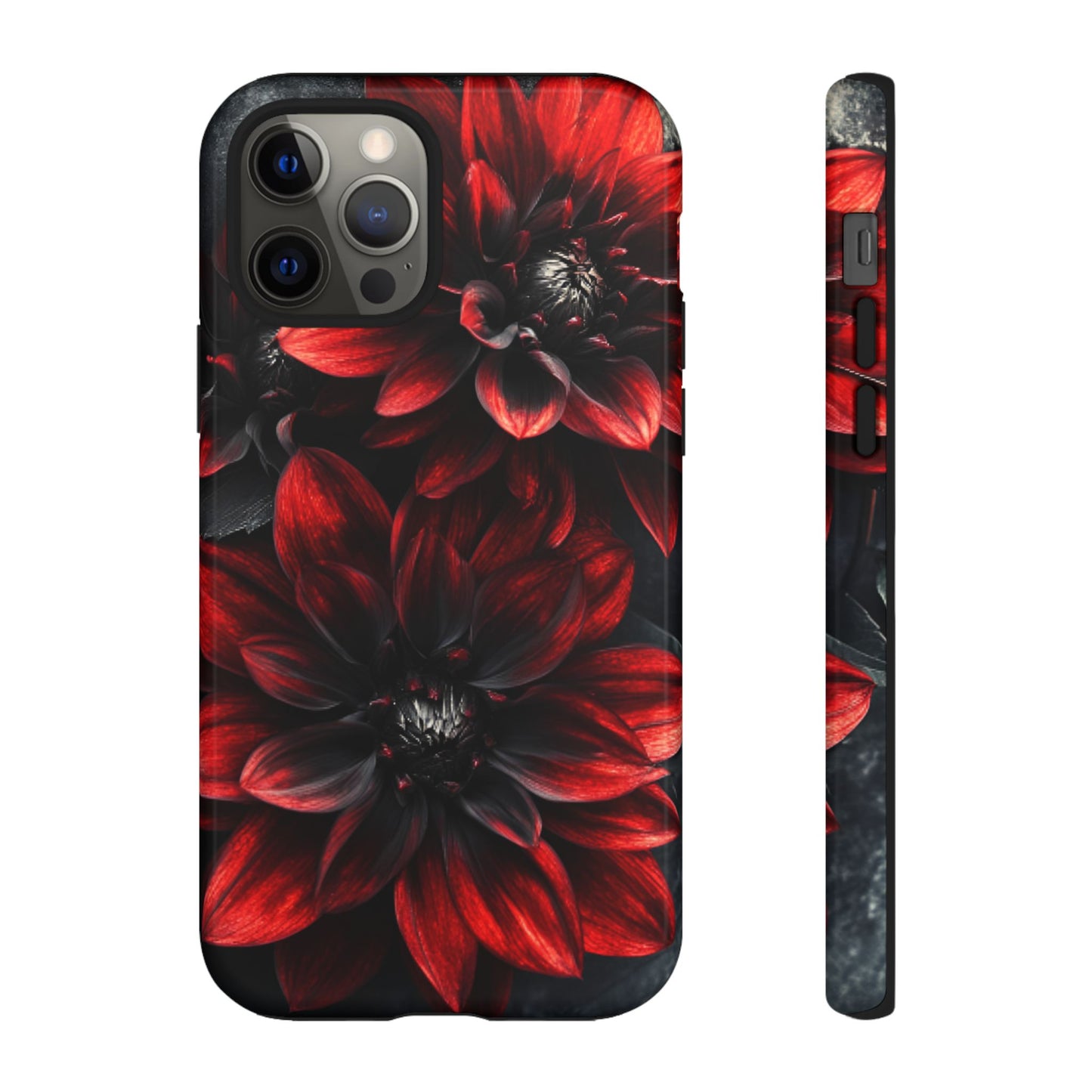 Black and Red Flower Phone Case - Gothic Dark Floral Phone Cases - iPhone 16 15 14 13 12 11, Samsung Galaxy & Google Pixel Phone Covers