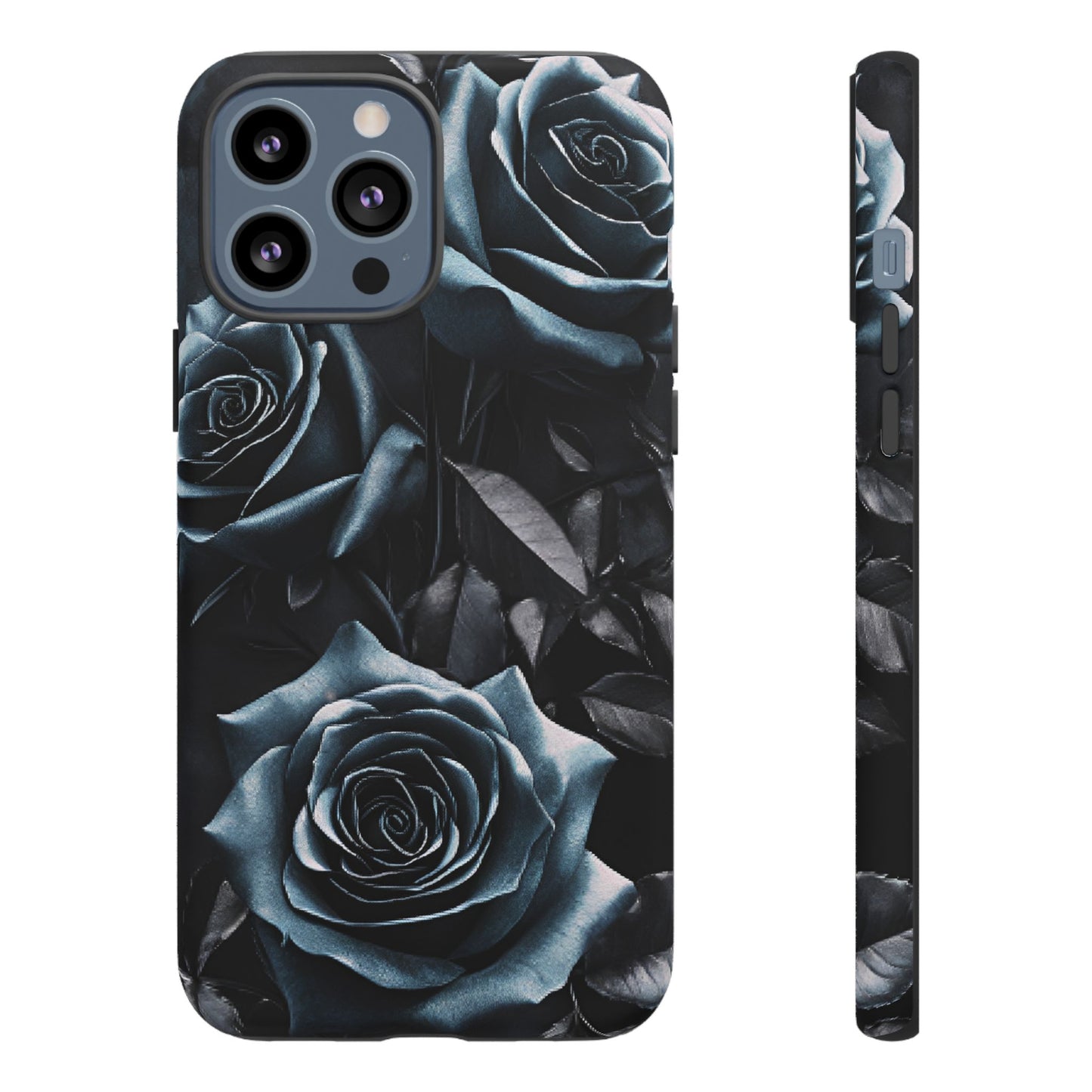 Black and Blue Roses Phone Case - Dark and Moody Gothic Flower Phone Cases - iPhone 16 15 14 13 12 11, Samsung Galaxy & Google Pixel Phone Covers