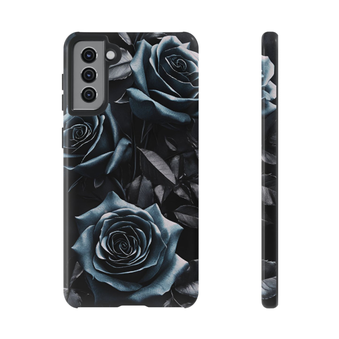 Black and Blue Roses Phone Case - Dark and Moody Gothic Flower Phone Cases - iPhone 16 15 14 13 12 11, Samsung Galaxy & Google Pixel Phone Covers