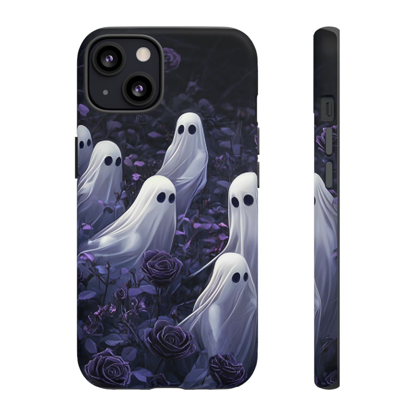 Halloween Phone Case - Ghosts in Purple Rose Garden - iPhone 16 15 14 13 12 11, Samsung Galaxy & Google Pixel Phone Covers