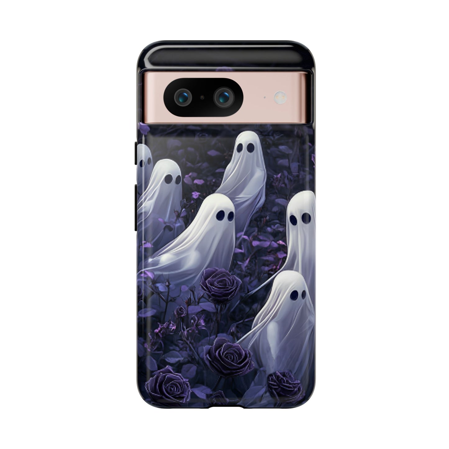 Halloween Phone Case - Ghosts in Purple Rose Garden - iPhone 16 15 14 13 12 11, Samsung Galaxy & Google Pixel Phone Covers