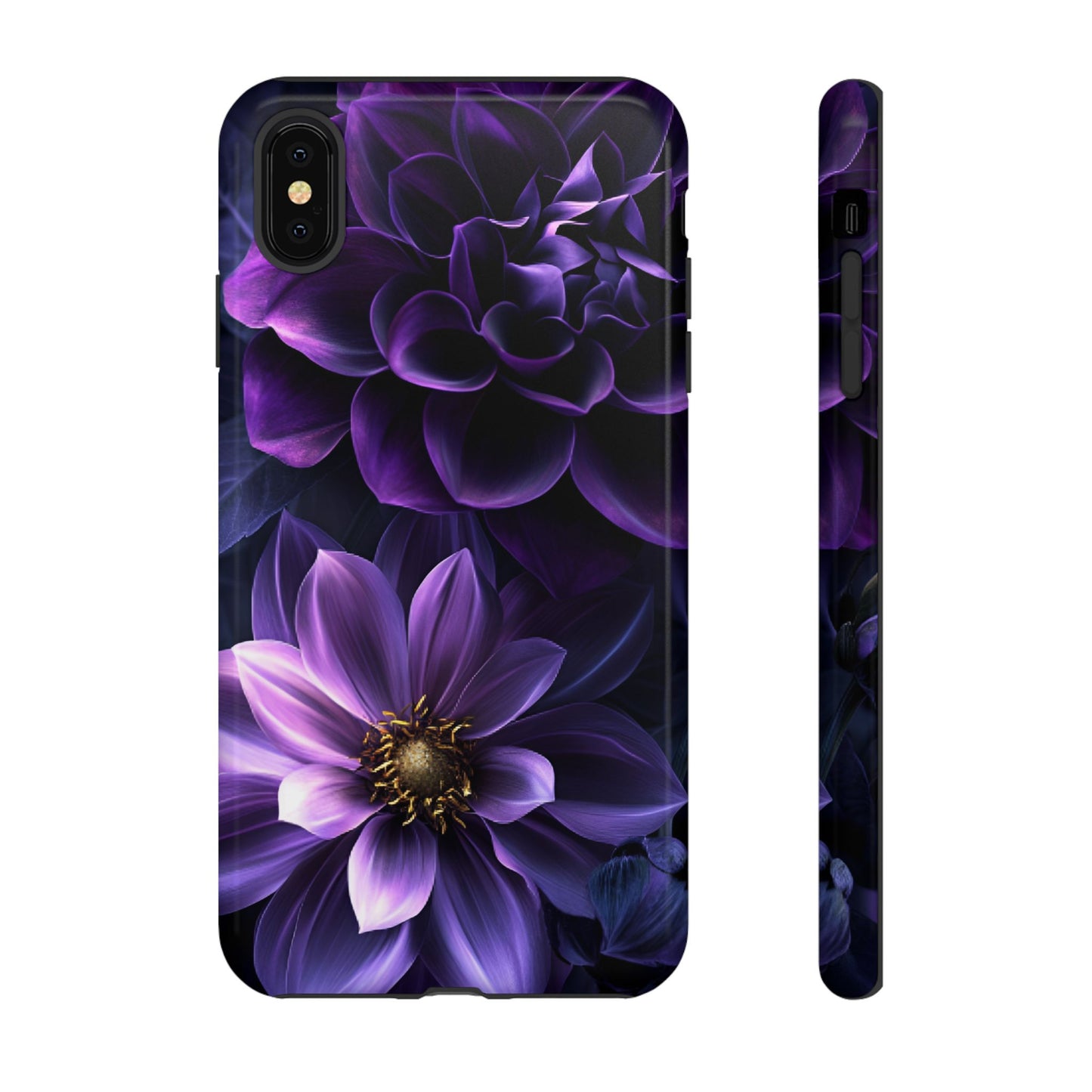 Black and Purple Flowers Phone Case - Dark Gothic Bloom Phone Cases - iPhone 16 15 14 13 12 11, Samsung Galaxy & Google Pixel Phone Covers