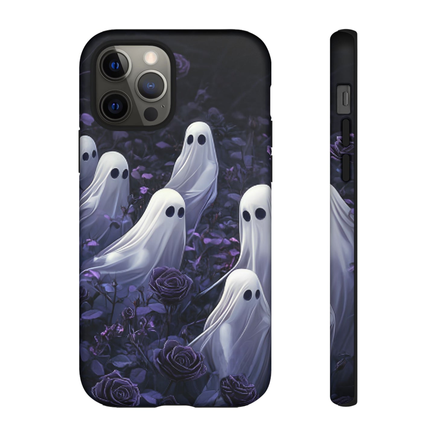 Halloween Phone Case - Ghosts in Purple Rose Garden for iPhone 16 15 14 13 12 11, Samsung Galaxy & Google Pixel Phone Covers