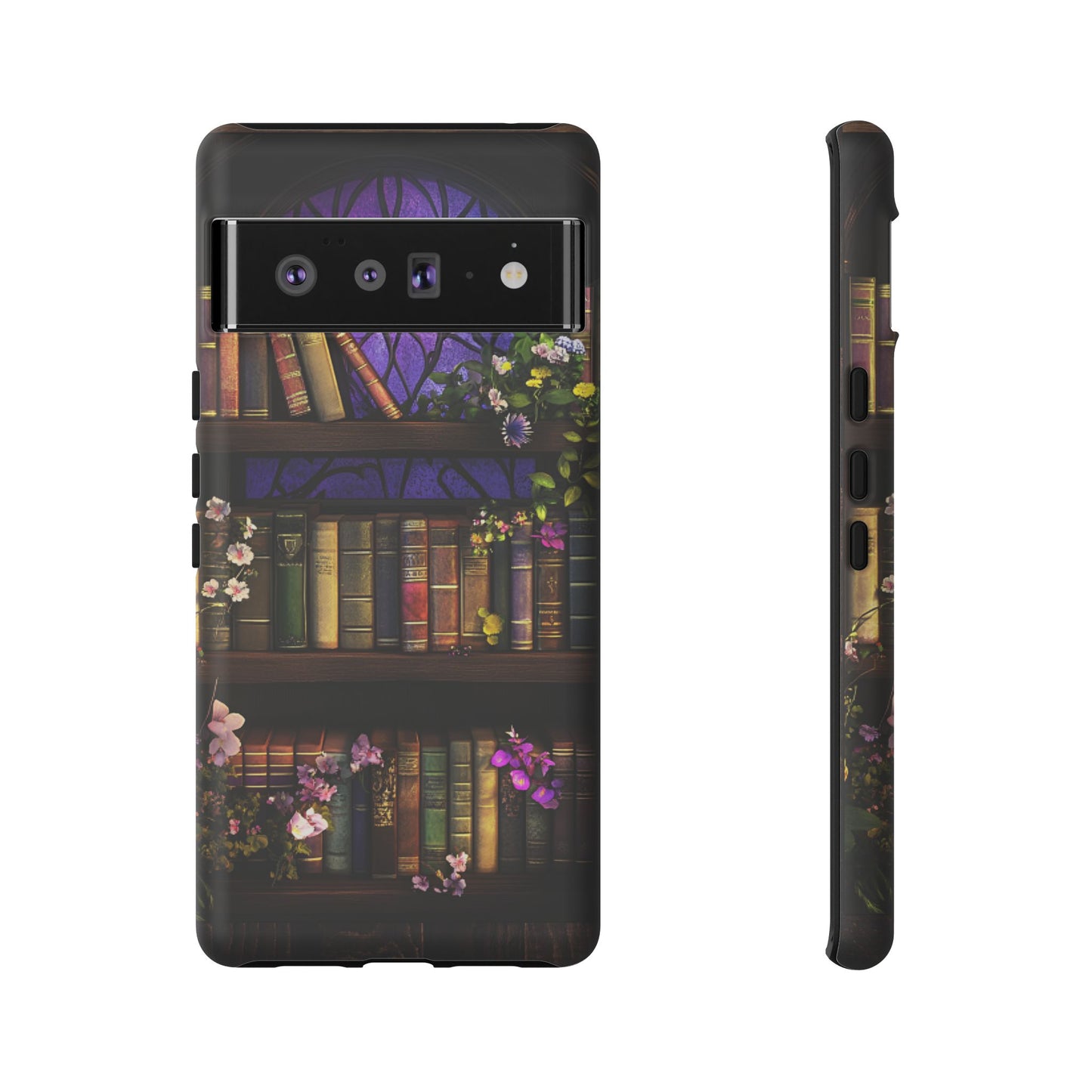 Bookshelf Phone Case - Dark Academia Stained Glass Phone Cases - iPhone 16 15 14 13 12 11, Samsung Galaxy & Google Pixel Phone Covers