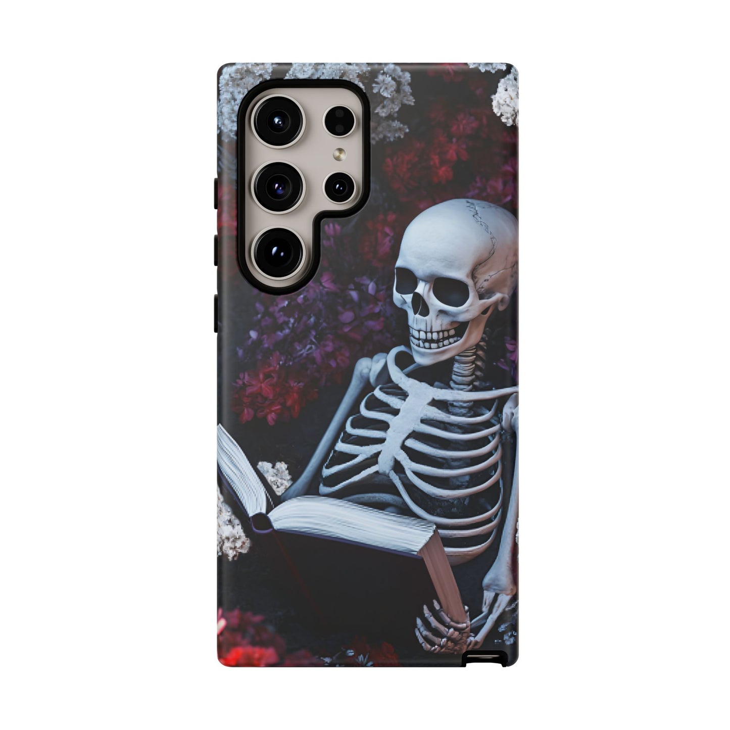 Skeleton Reading Book Phone Case - Bookish Halloween Phone Cases - iPhone 16 15 14 13 12 11, Samsung Galaxy & Google Pixel Phone Covers